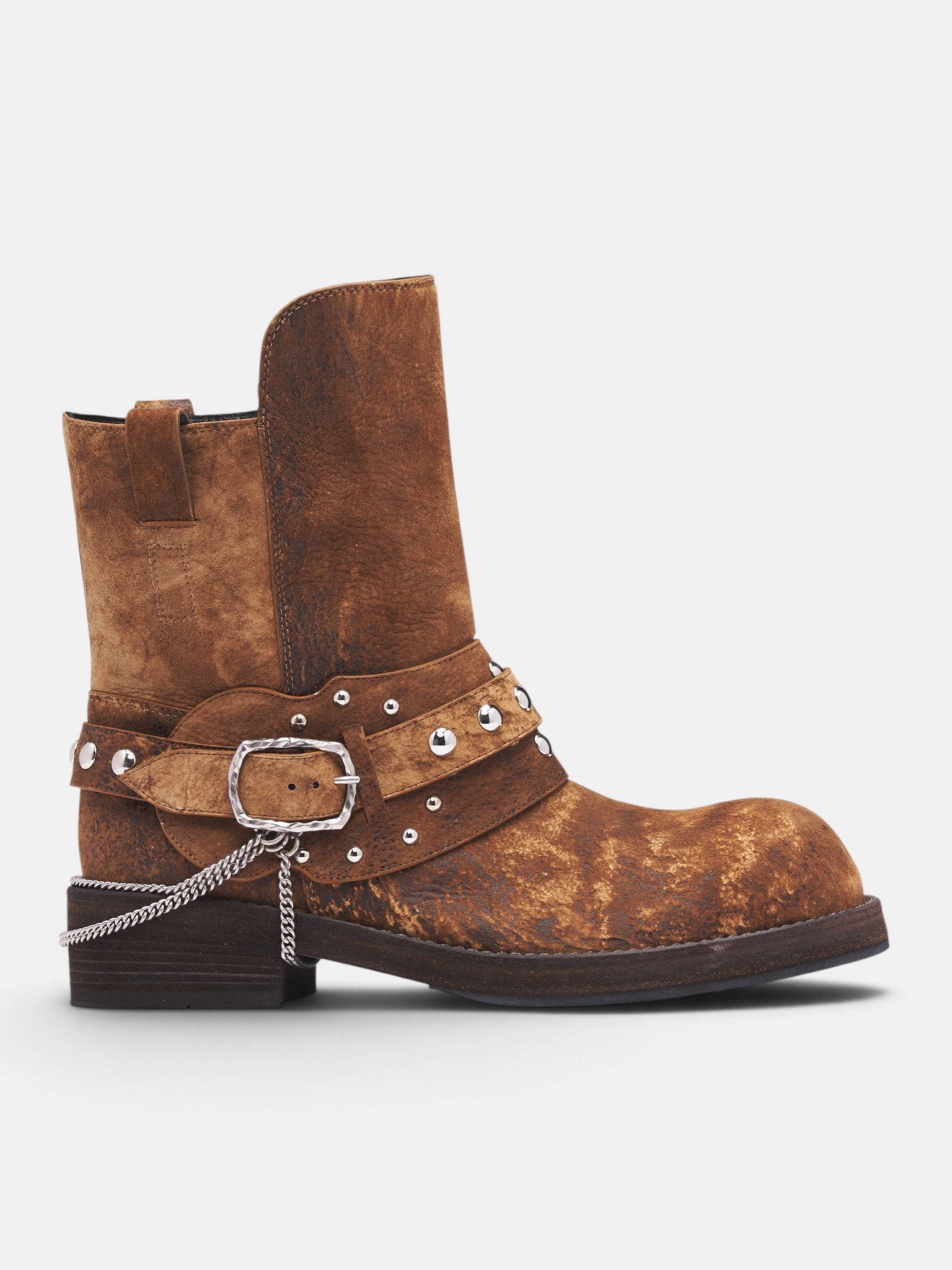 Boa Lamb Suede Buckle Boots (B0014563-LT210-BROWN-CAMEL)