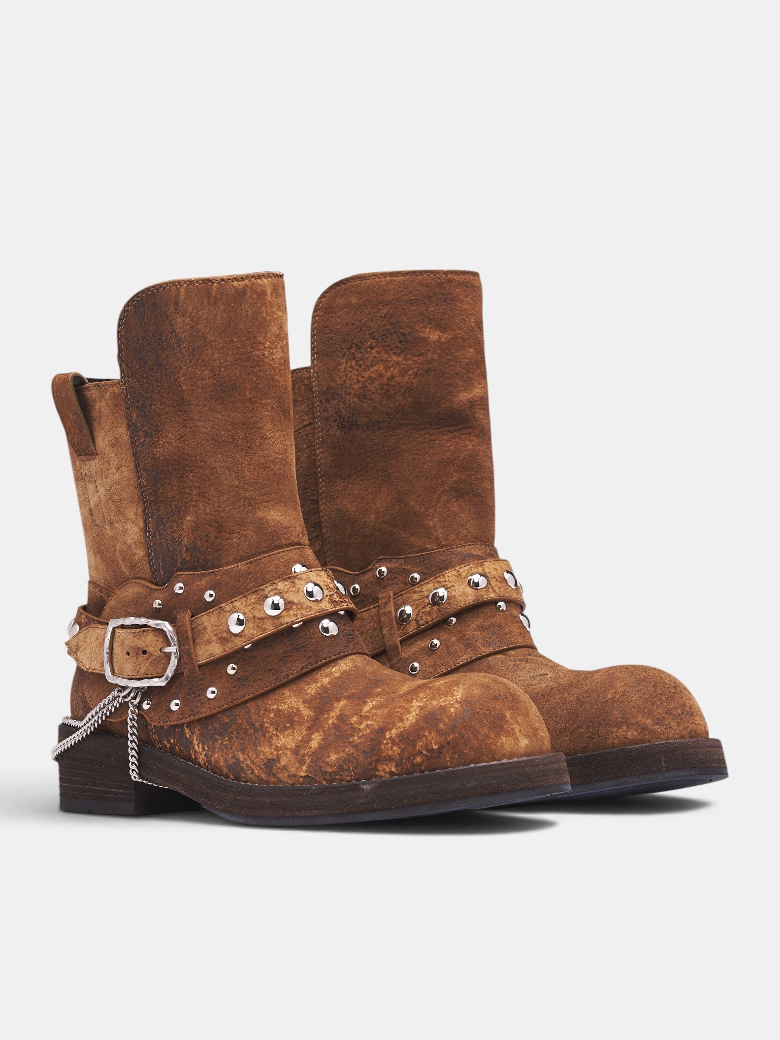 Boa Lamb Suede Buckle Boots (B0014563-LT210-BROWN-CAMEL)