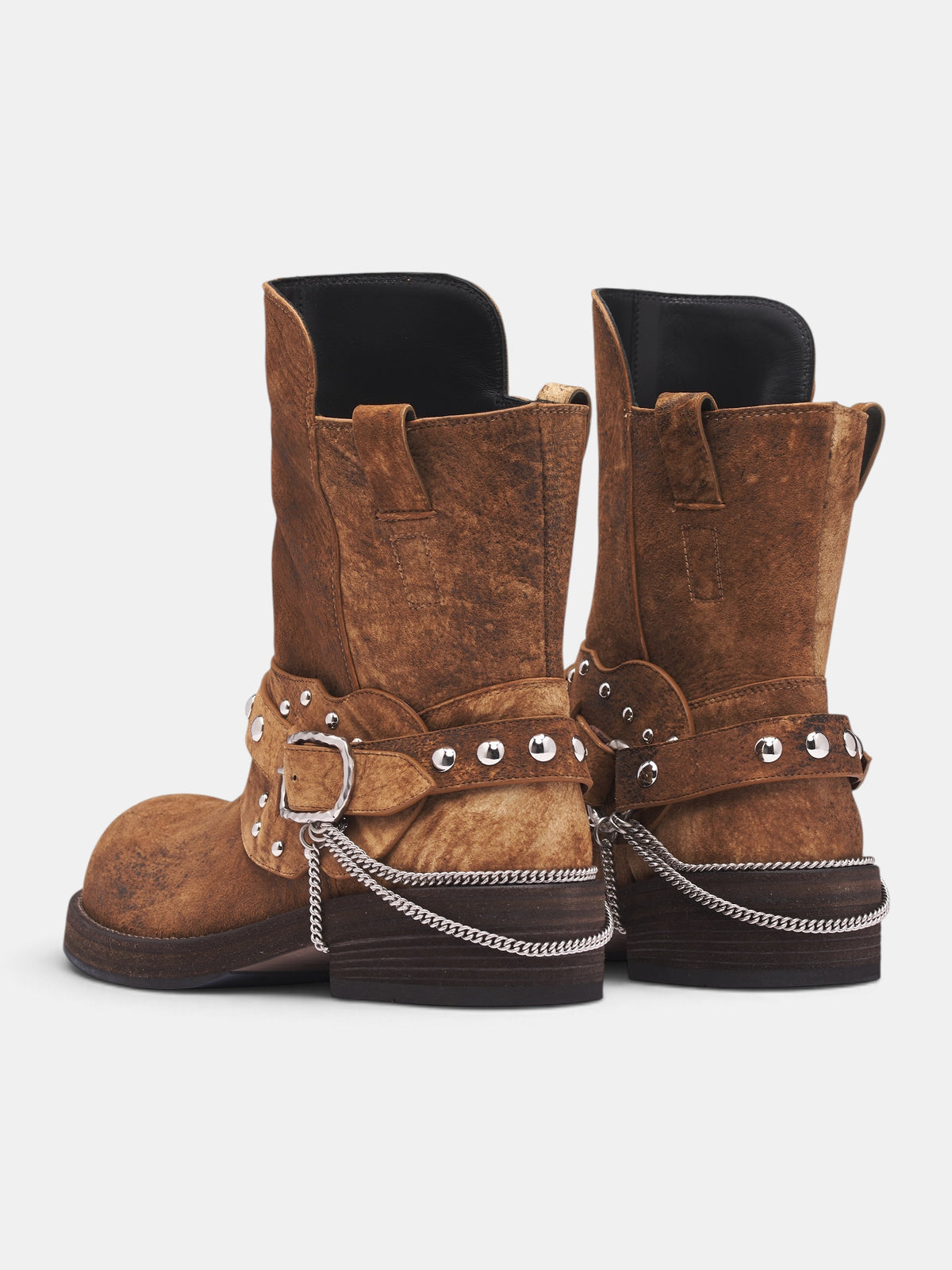 Boa Lamb Suede Buckle Boots (B0014563-LT210-BROWN-CAMEL)