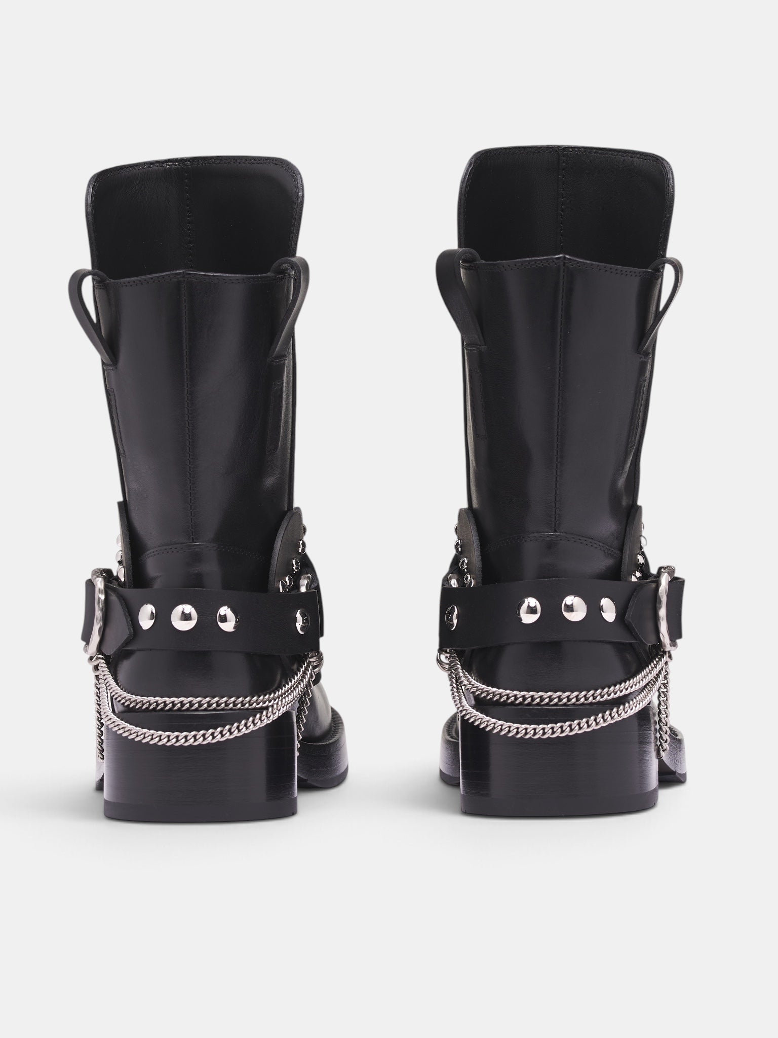 Black Leather Mid Calf Boot (B0014570-LT049-BLACK)