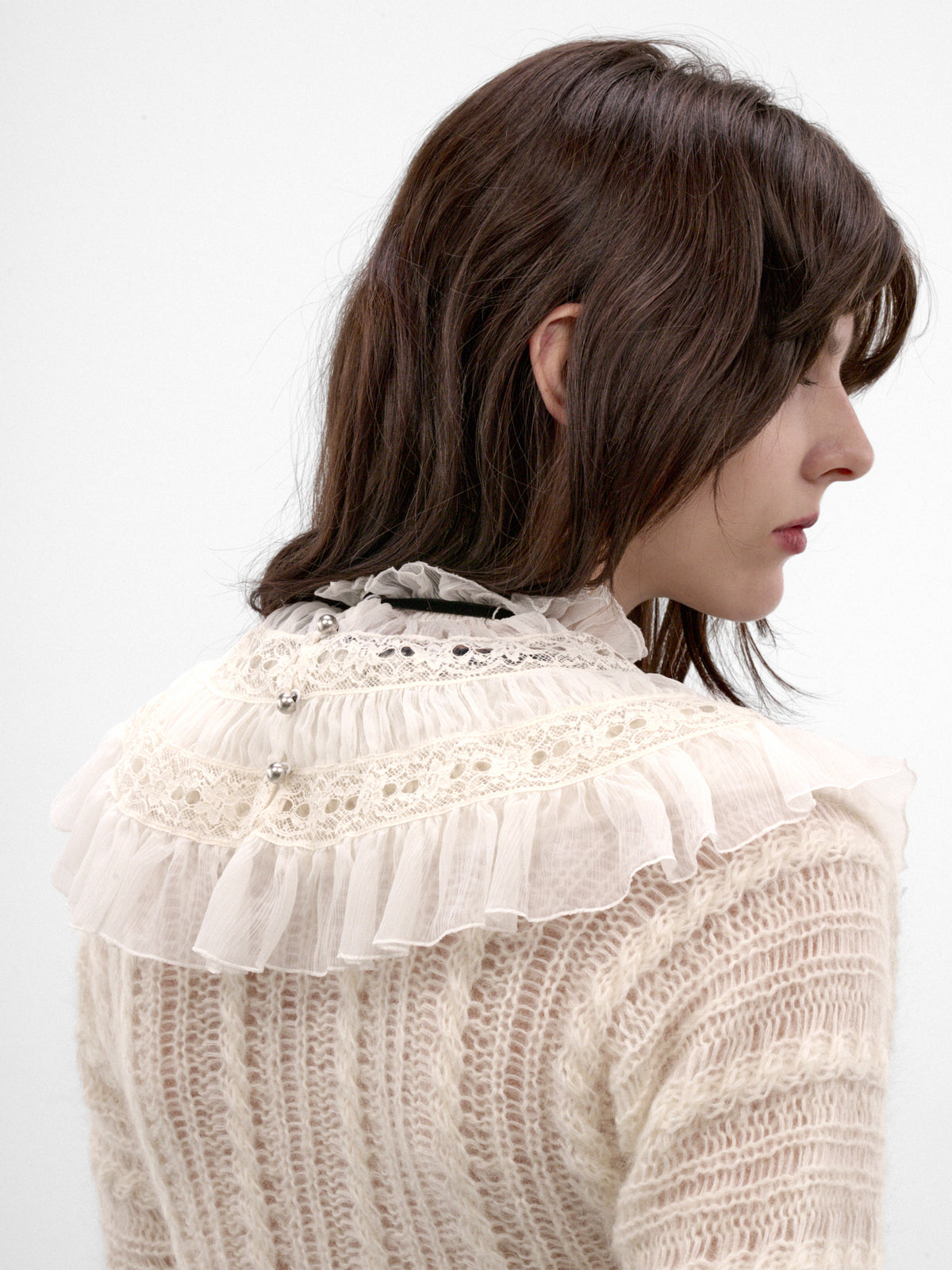 Tove Ivory Silk Ruffled Collar (B0014578-FA732-NATURAL-WHITE)