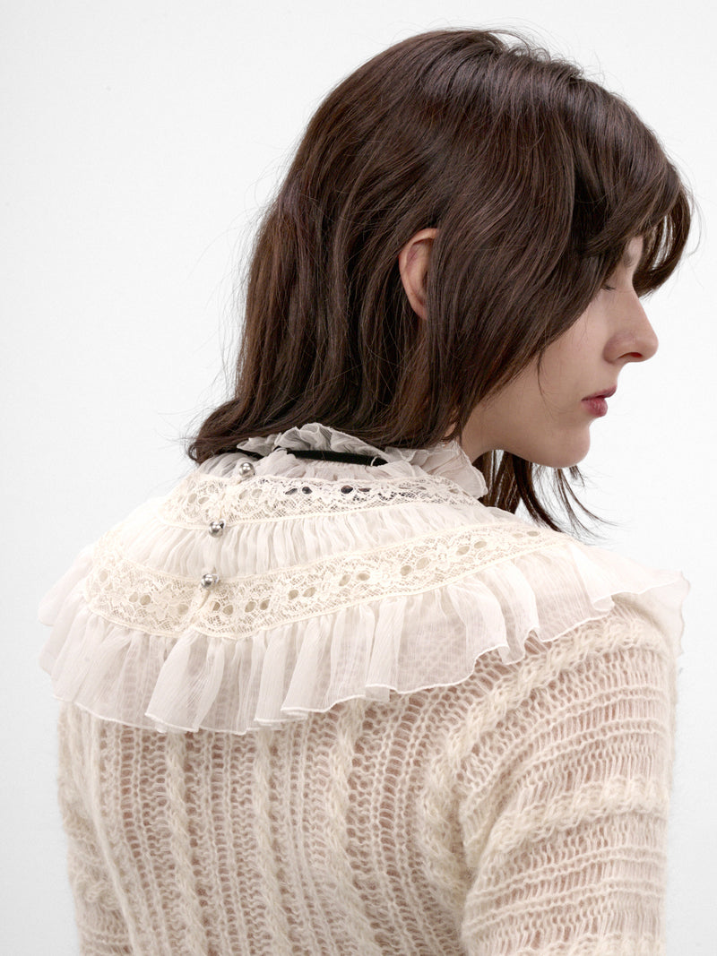 Tove Ivory Silk Ruffled Collar (B0014578-FA732-NATURAL-WHITE)