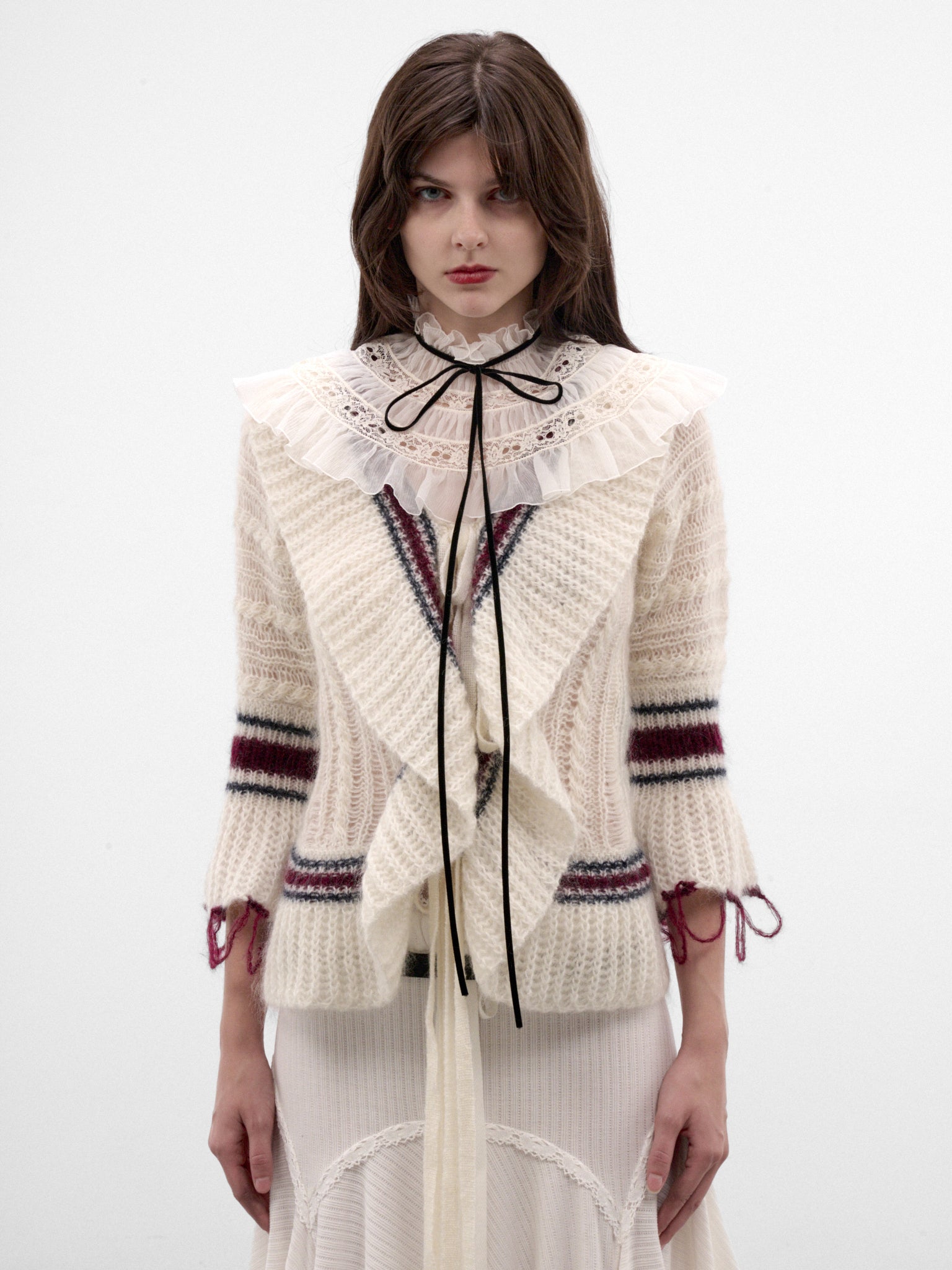 Tove Ivory Silk Ruffled Collar (B0014578-FA732-NATURAL-WHITE)
