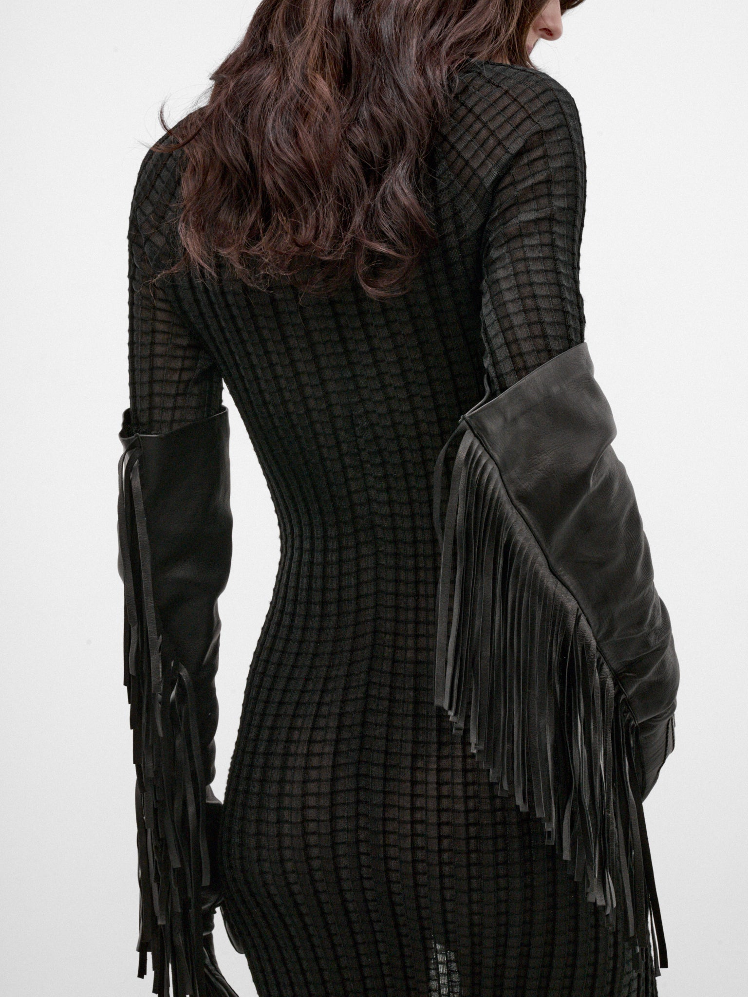 Black Fringed Flare Opera Gloves (B0014645-LT120-BLACK)