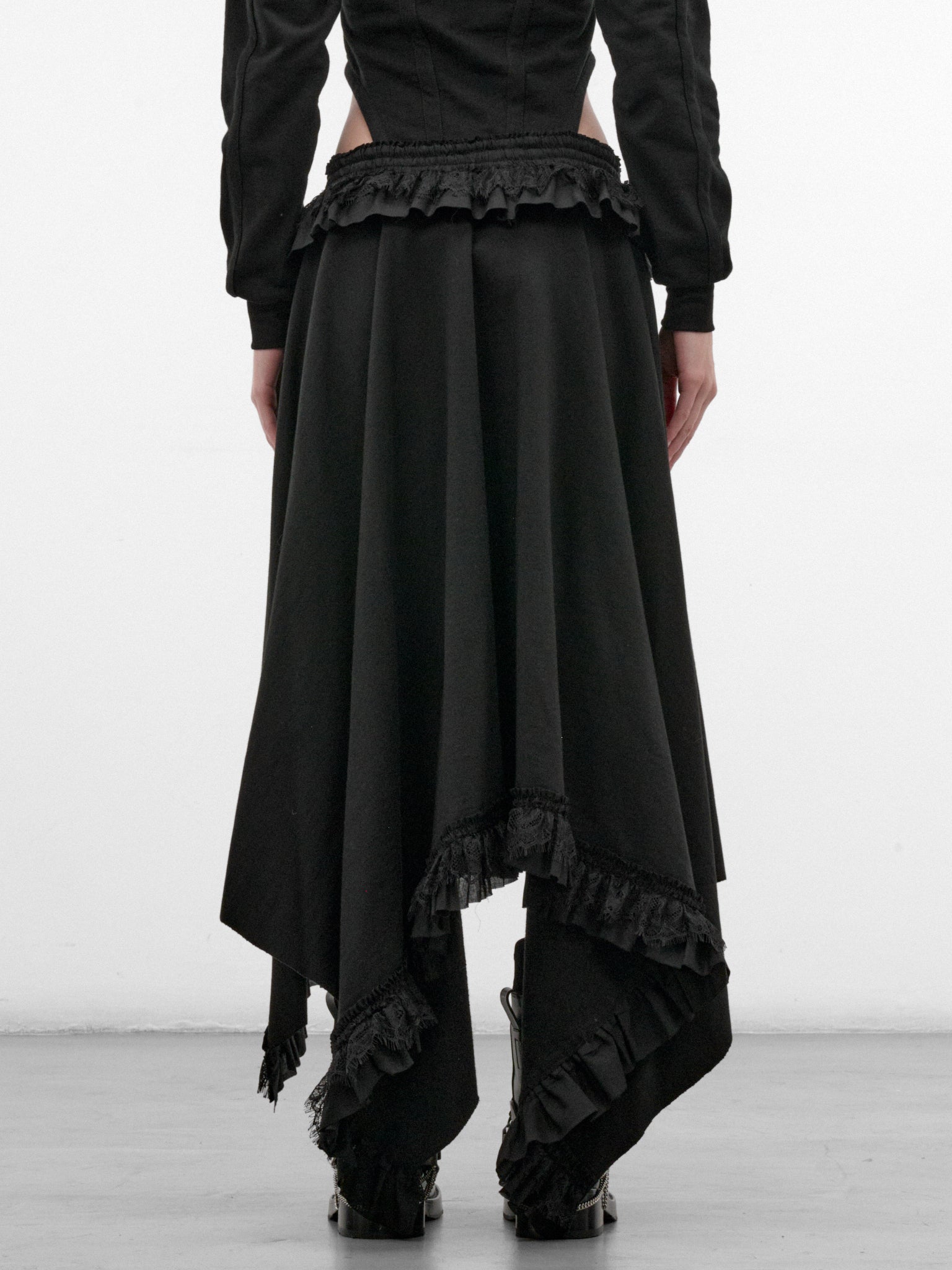 Aske Cotton Asymmetric Midi Skirt (B0014662-FA799-BLACK)