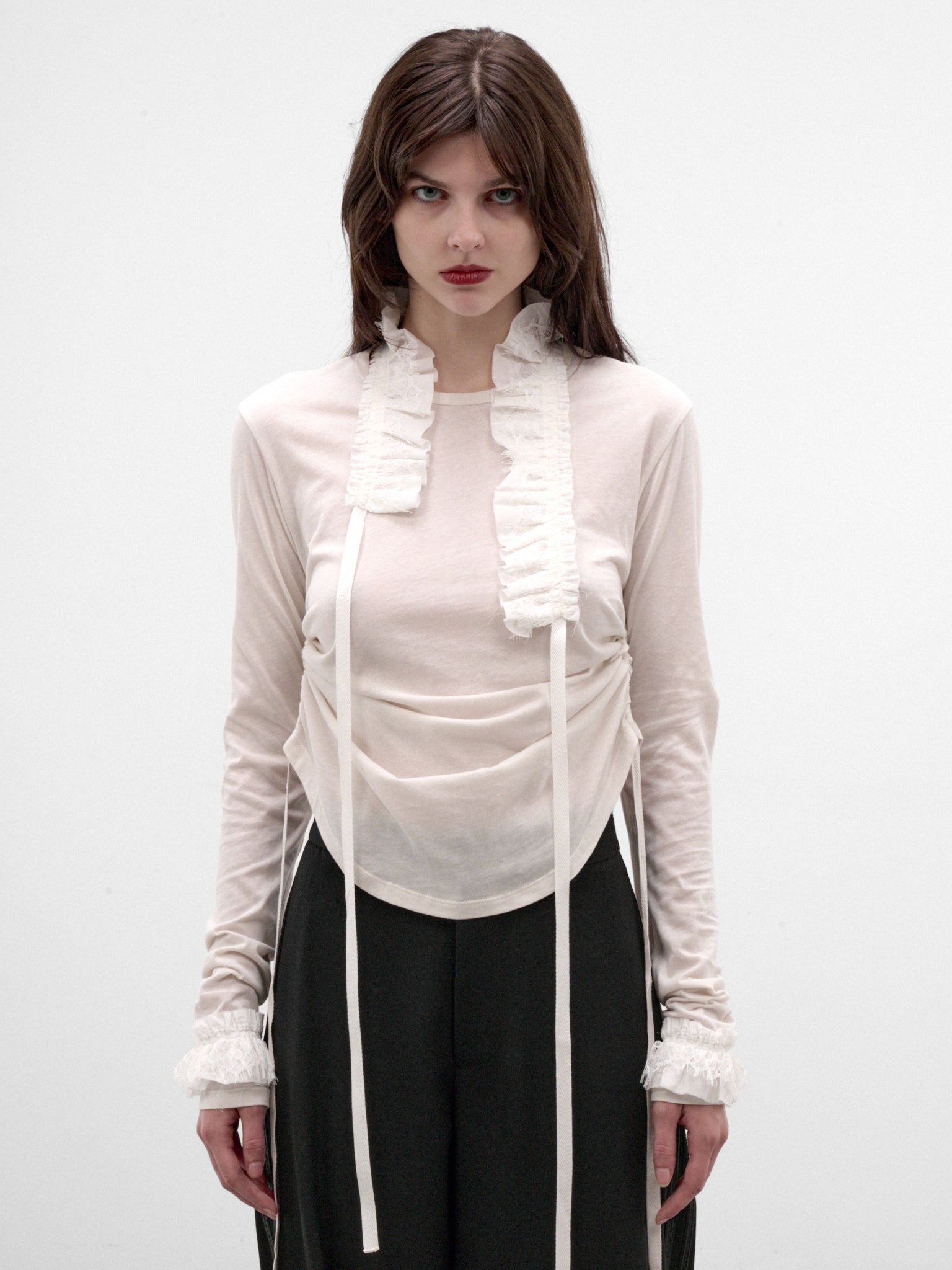Inna Ivory Cotton Cropped Top (B0014683-FA206-IVORY)