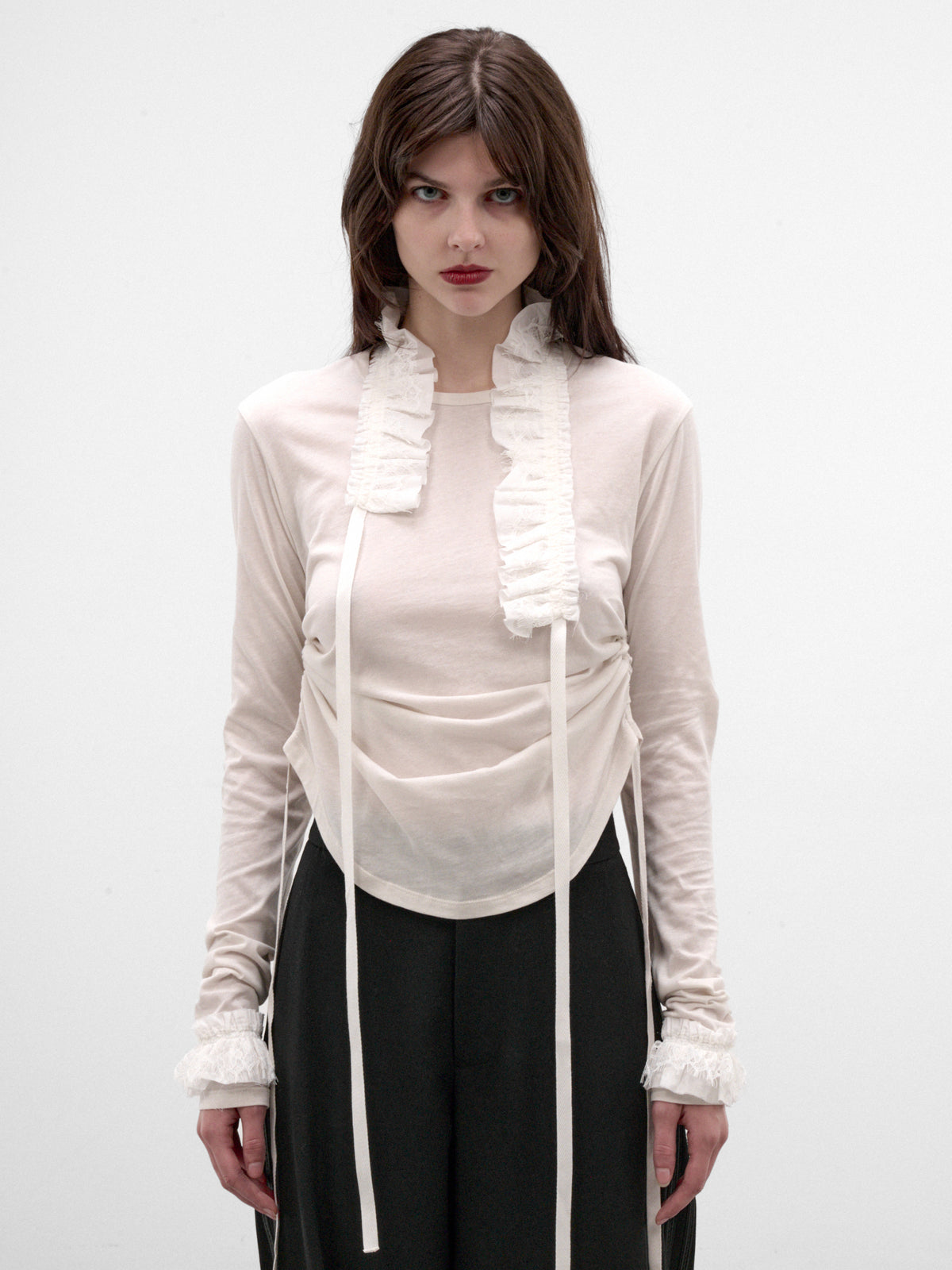 Inna Ivory Cotton Cropped Top (B0014683-FA206-IVORY)