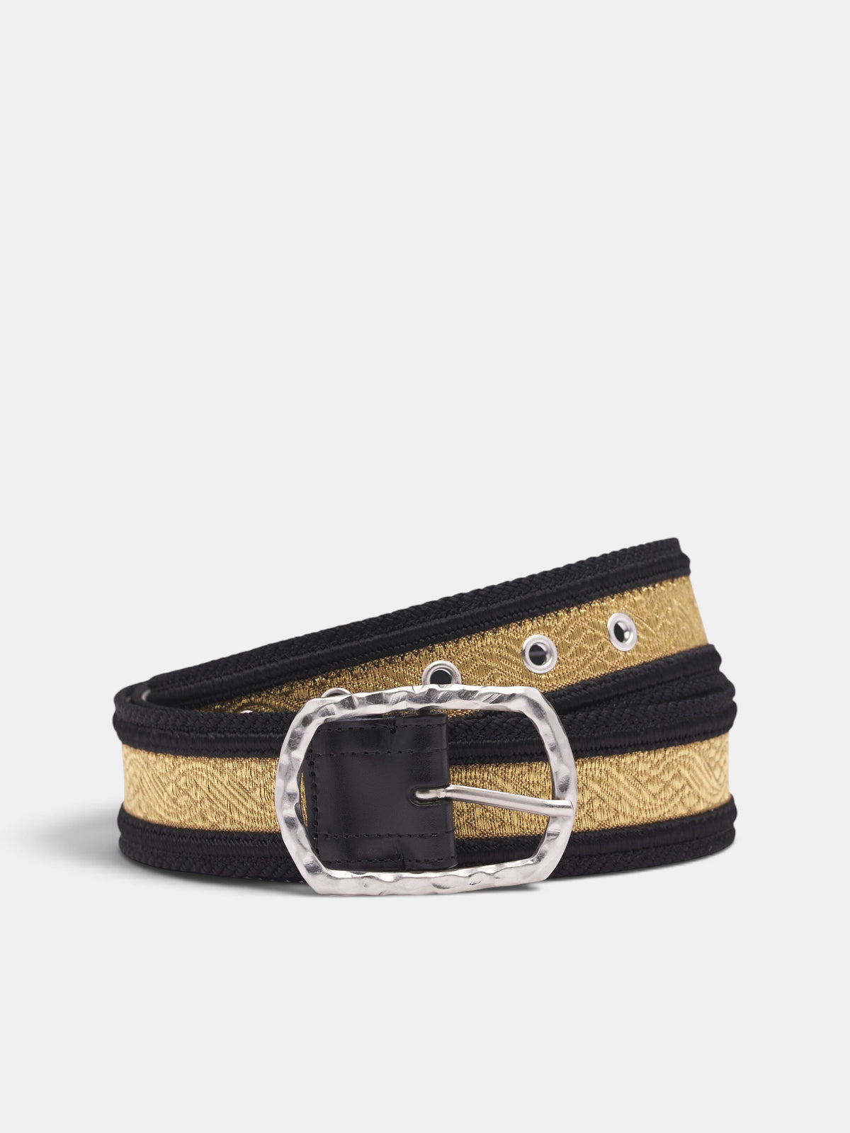 Beige Woven Belt (B0014694-RB080-BEIGE-BLACK)