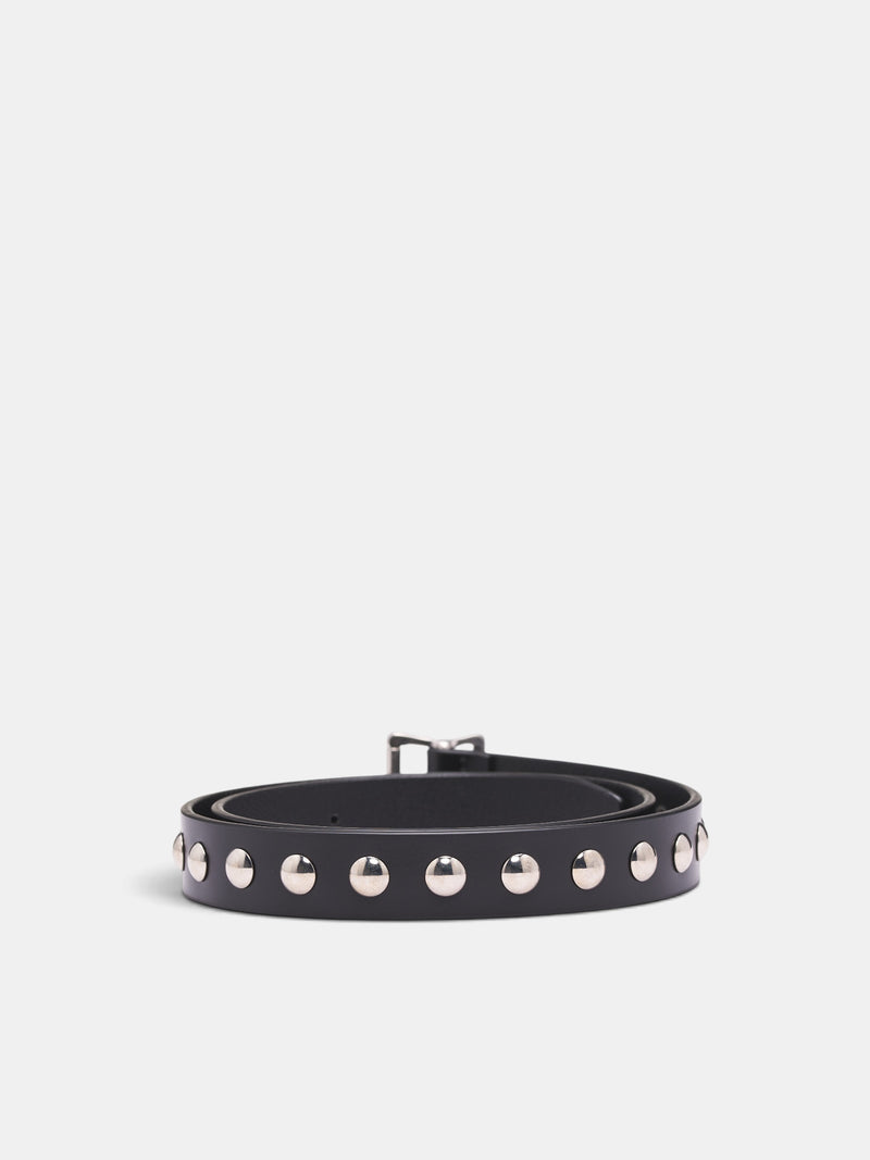 Rica Black Leather Studded Belt (B0014701-LT128-BLACK)