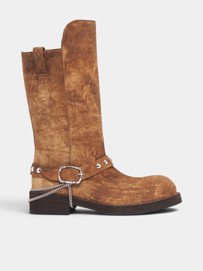 Edeed Lamb Suede Riding Boots (B0014709-LT210-BROWN-CAMEL)