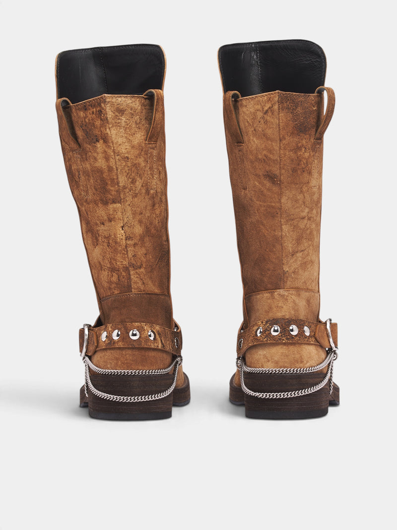 Edeed Lamb Suede Riding Boots (B0014709-LT210-BROWN-CAMEL)