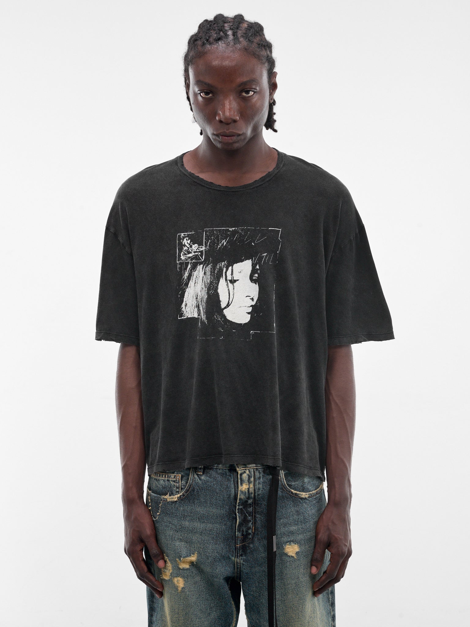 Exclusive Black Lu "Aimee" Graphic Tee (B0014715-FA790-FADED-BLACK)