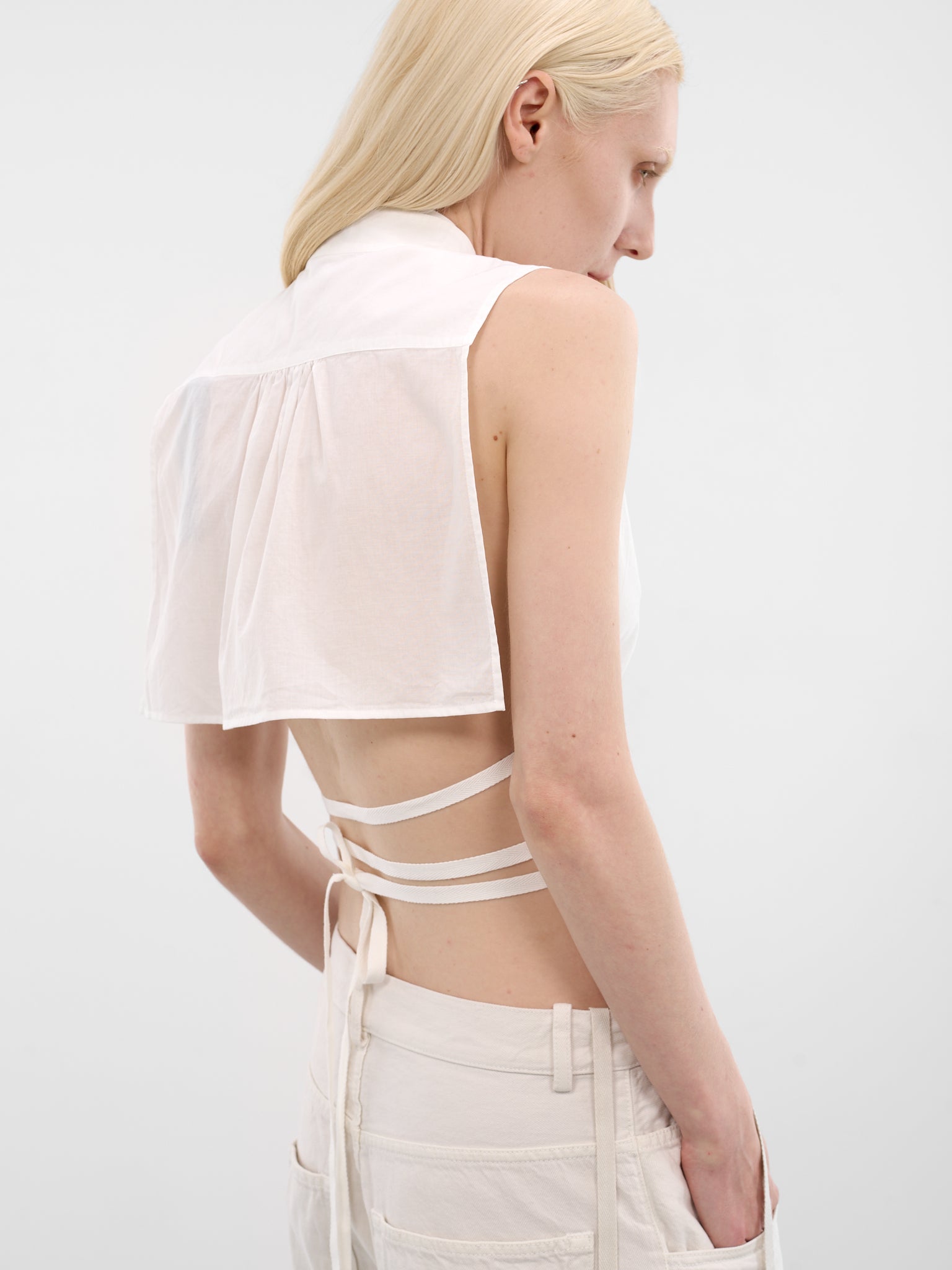 Cyra Foulard Plastron Crop Top (B0013809-FA026-002-NATURAL-WHI)