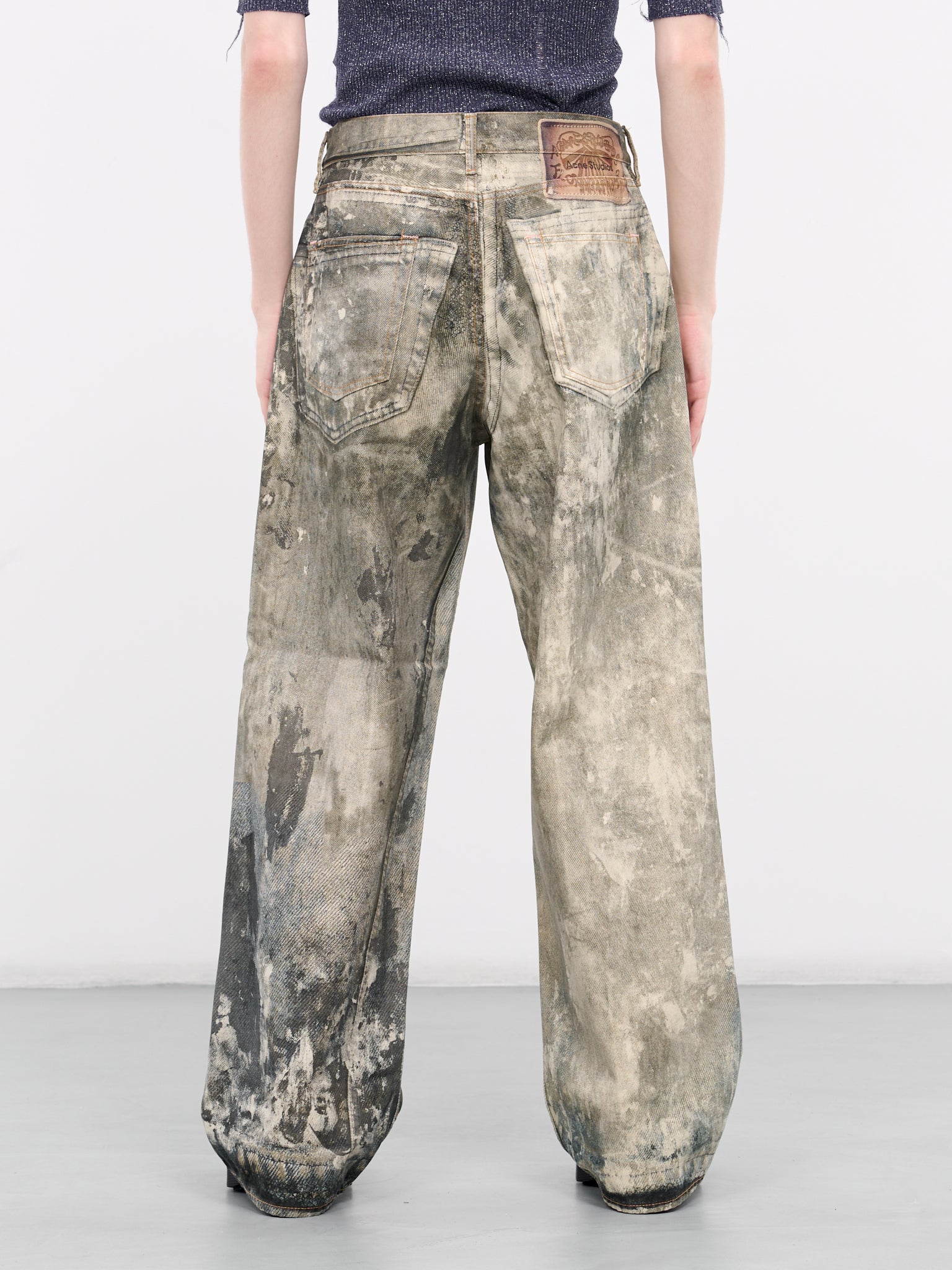Painted Wide Leg Jeans (B00344-BLUE-BROWN)