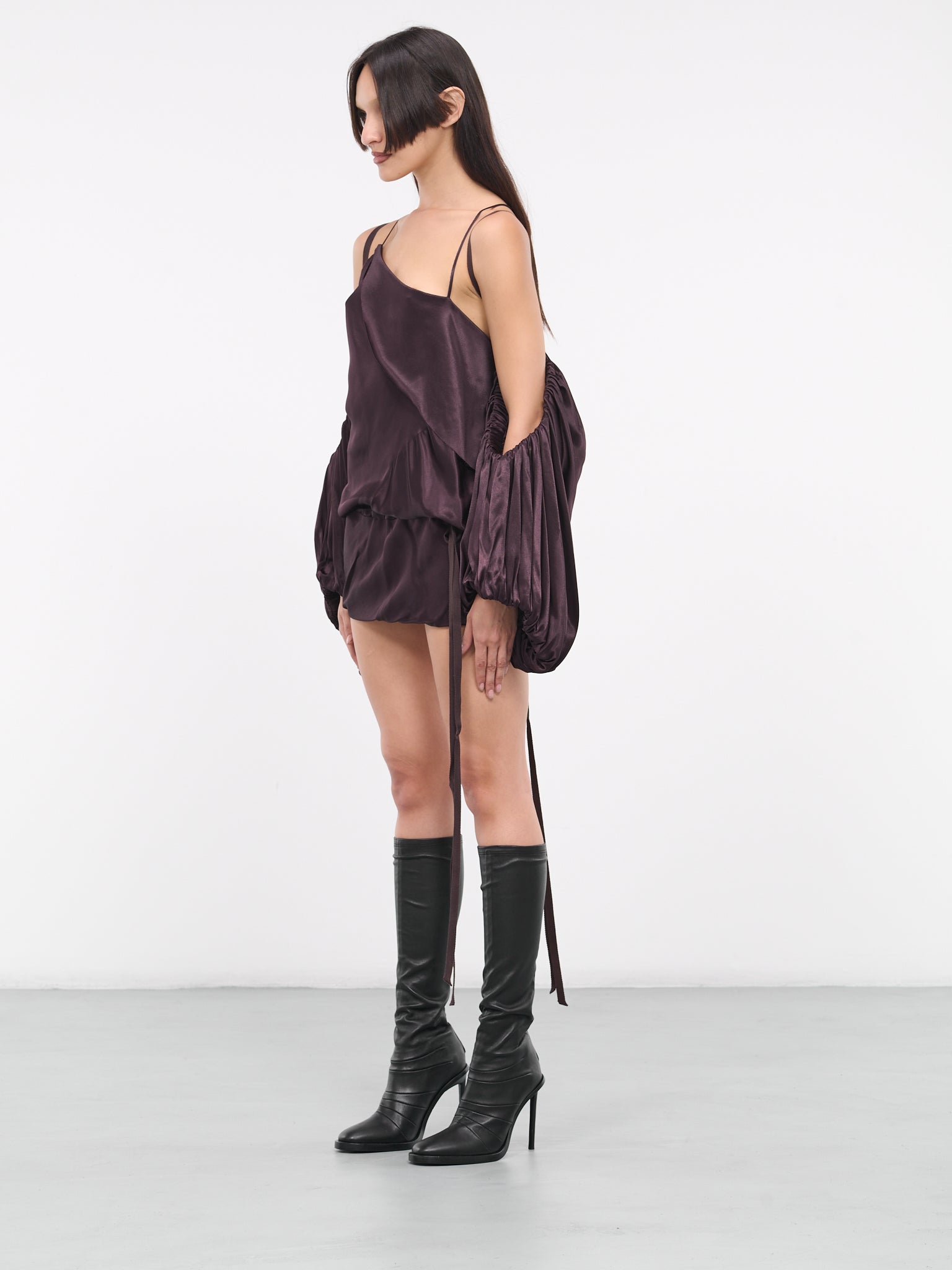 Melba Asymmetric Dress (B0011463-FA369-038-AUBERGINE)