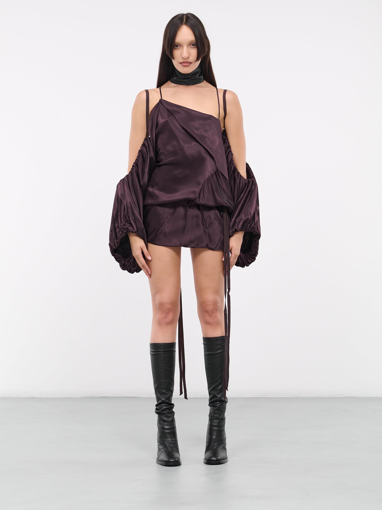 Melba Asymmetric Dress (B0011463-FA369-038-AUBERGINE)