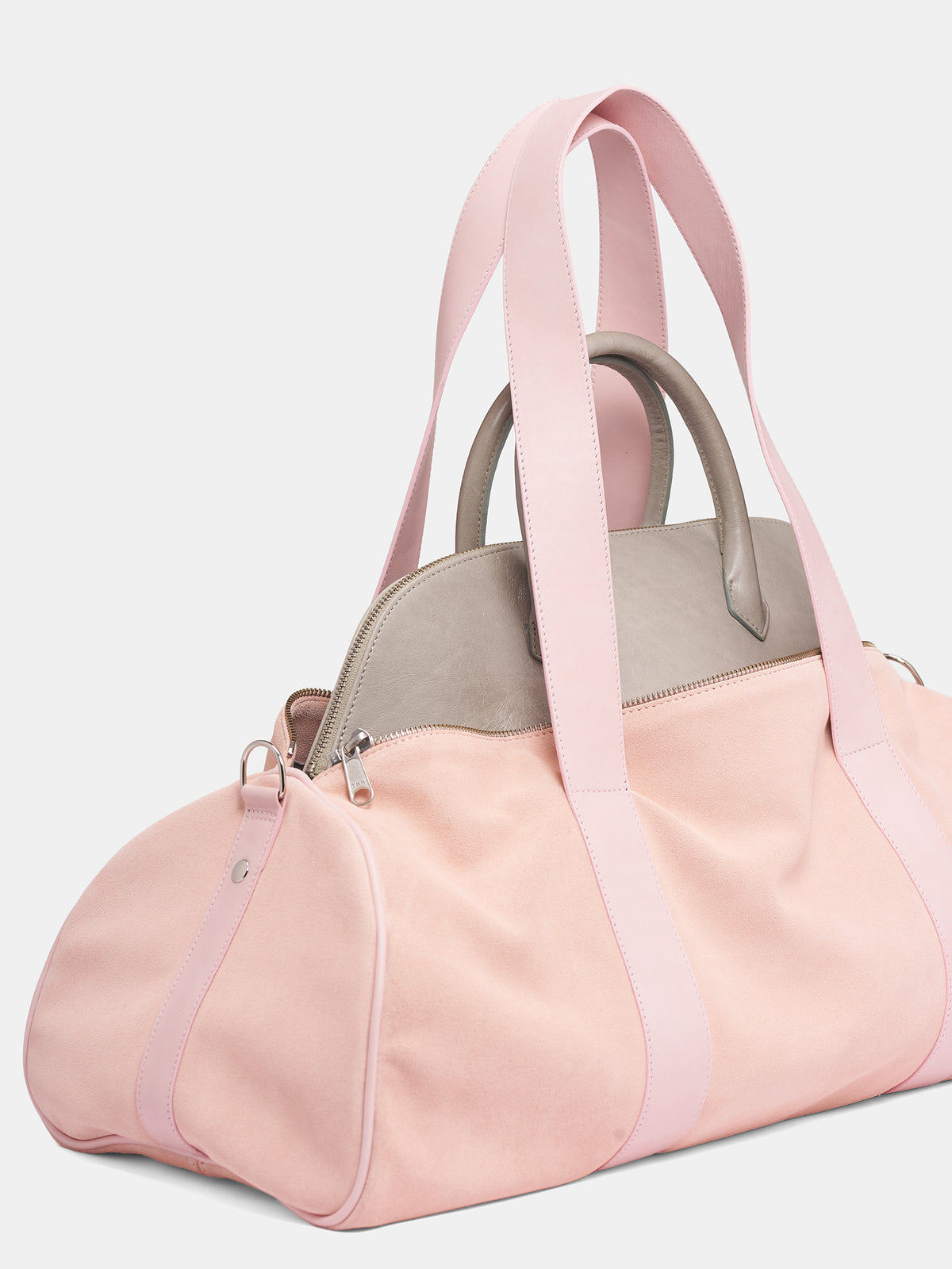 Pink Leather Layered Carrie Bag (B01FW5-PINK-SUEDE-GREY-NAPPA)