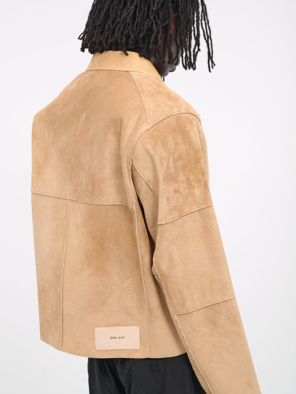 Leather Double-Rider Jacket (B02XBZ-03-BEIGE)