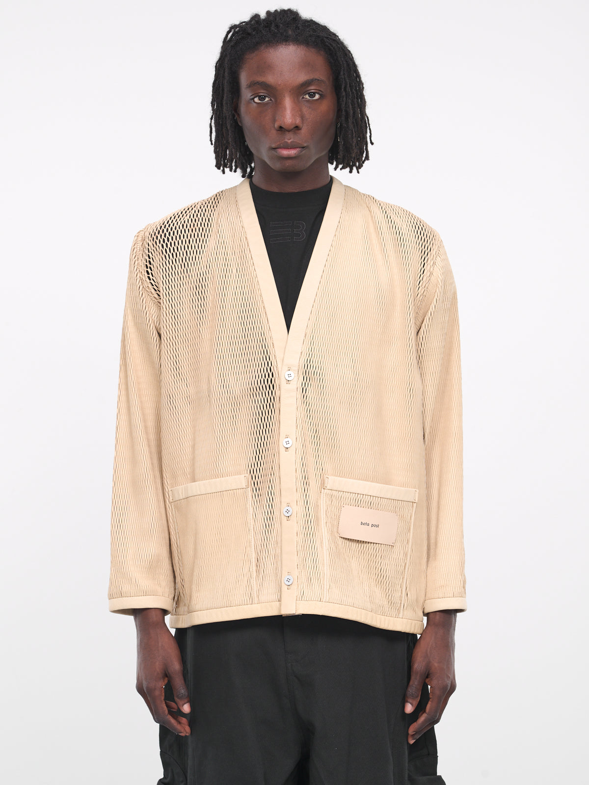 Leather Cut-Out Cardigan (B02XJK-16-BEIGE)