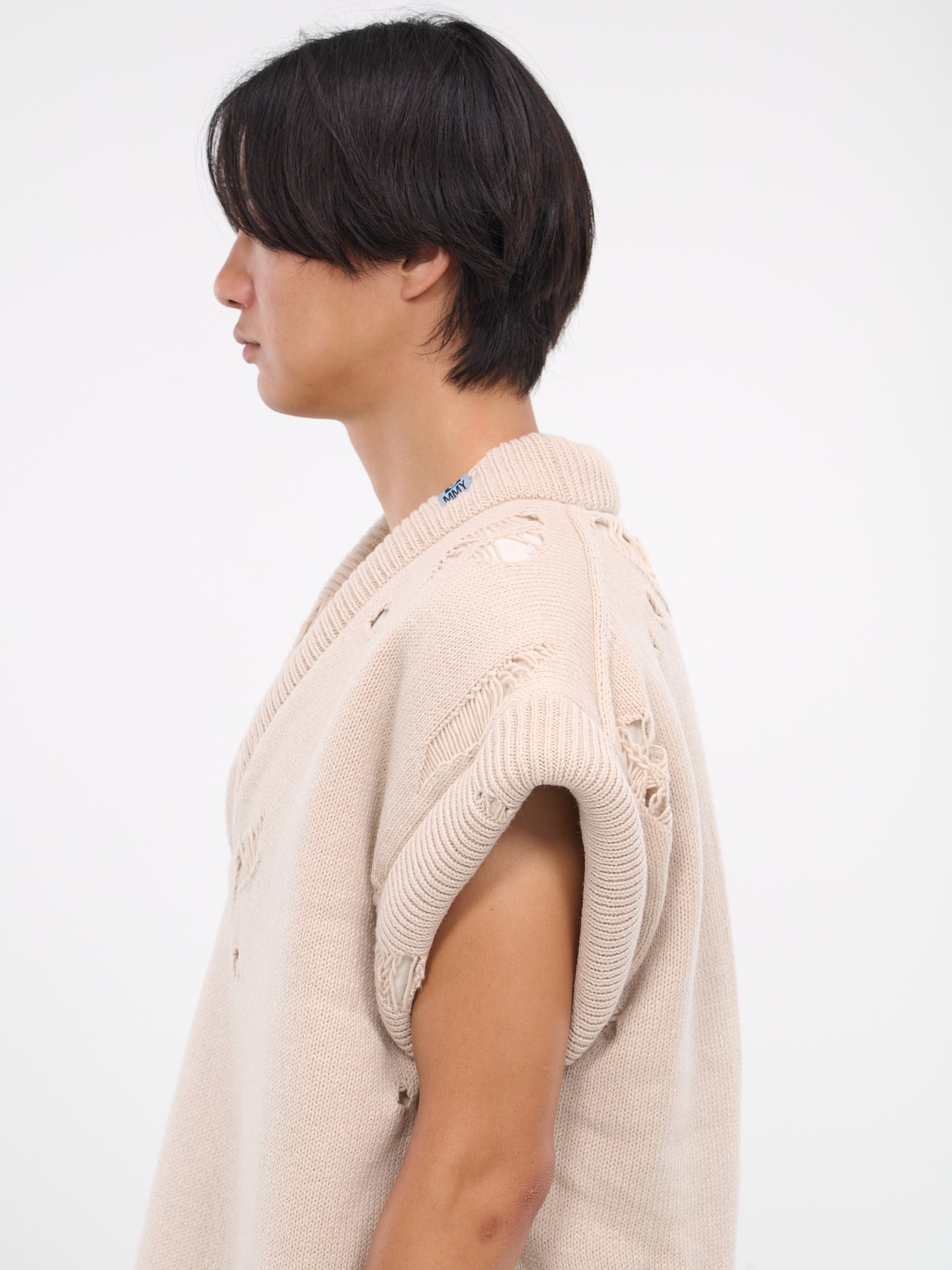 Distressed Knit Vest (B11SW502-BEIGE)