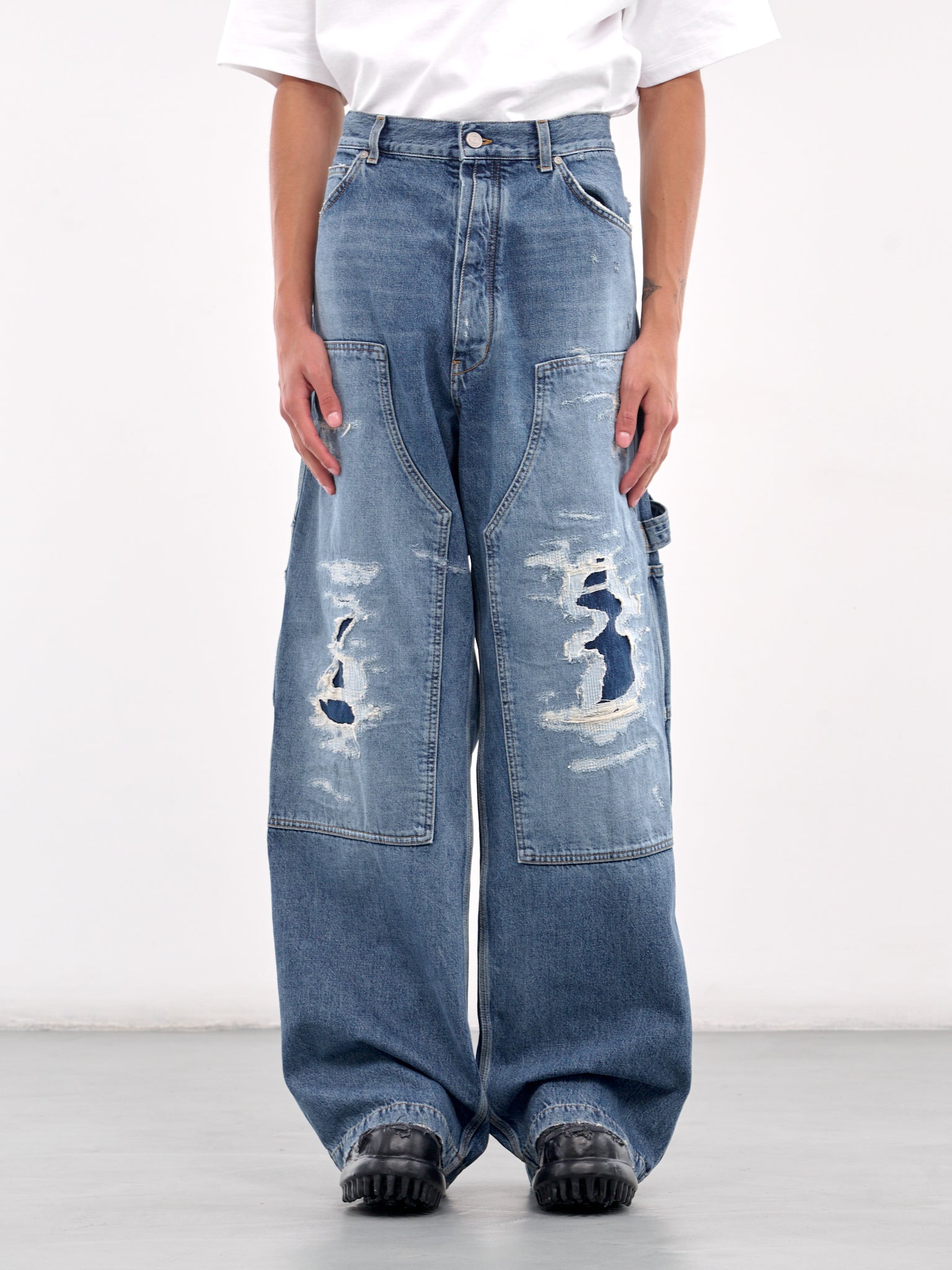 Wide Leg Carpenter's Jeans (B1MS253057-465-INDIGO-DENIM)