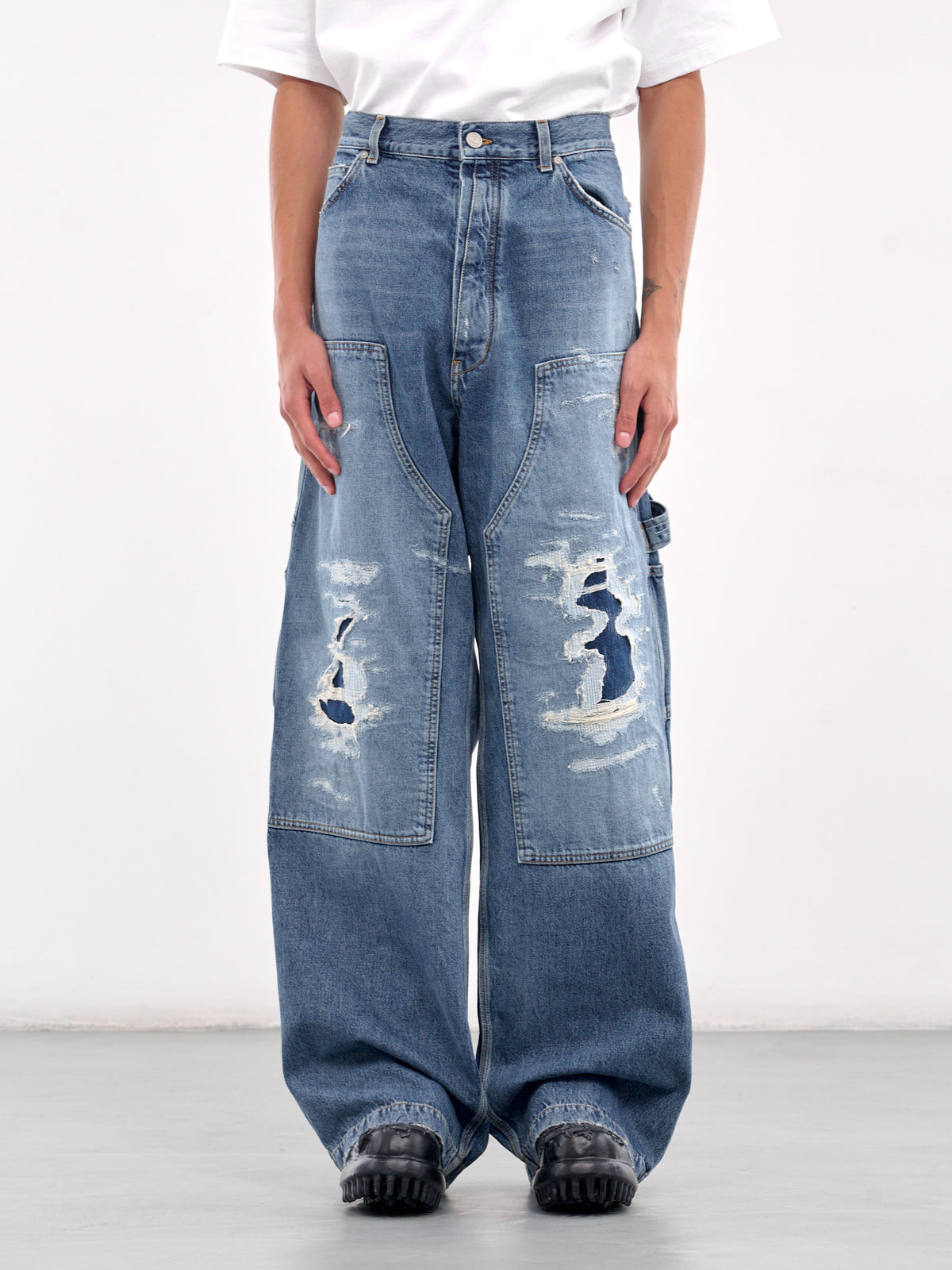 Wide Leg Carpenter's Jeans (B1MS253057-465-INDIGO-DENIM)
