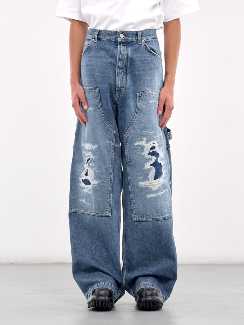 Wide Leg Carpenter's Jeans (B1MS253057-465-INDIGO-DENIM)