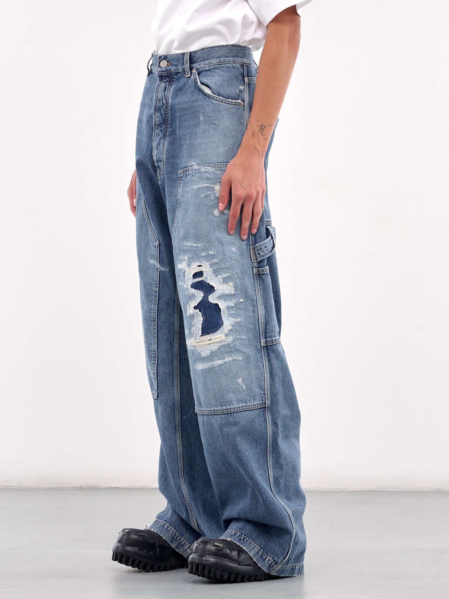 Wide Leg Carpenter's Jeans (B1MS253057-465-INDIGO-DENIM)