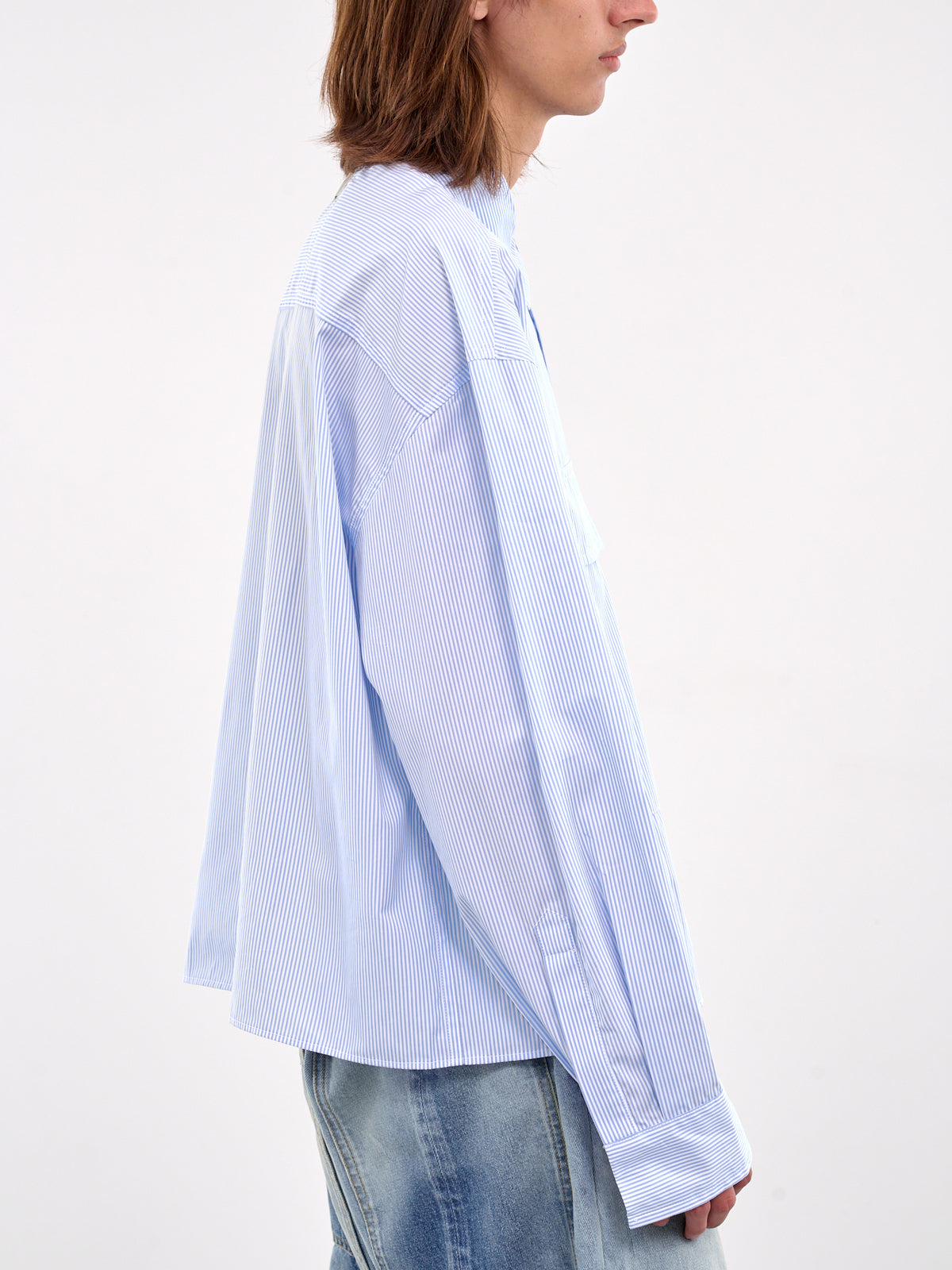 Striped Flap Pocket Shirt (B1MS257116-490-BLUE-STRIPE)