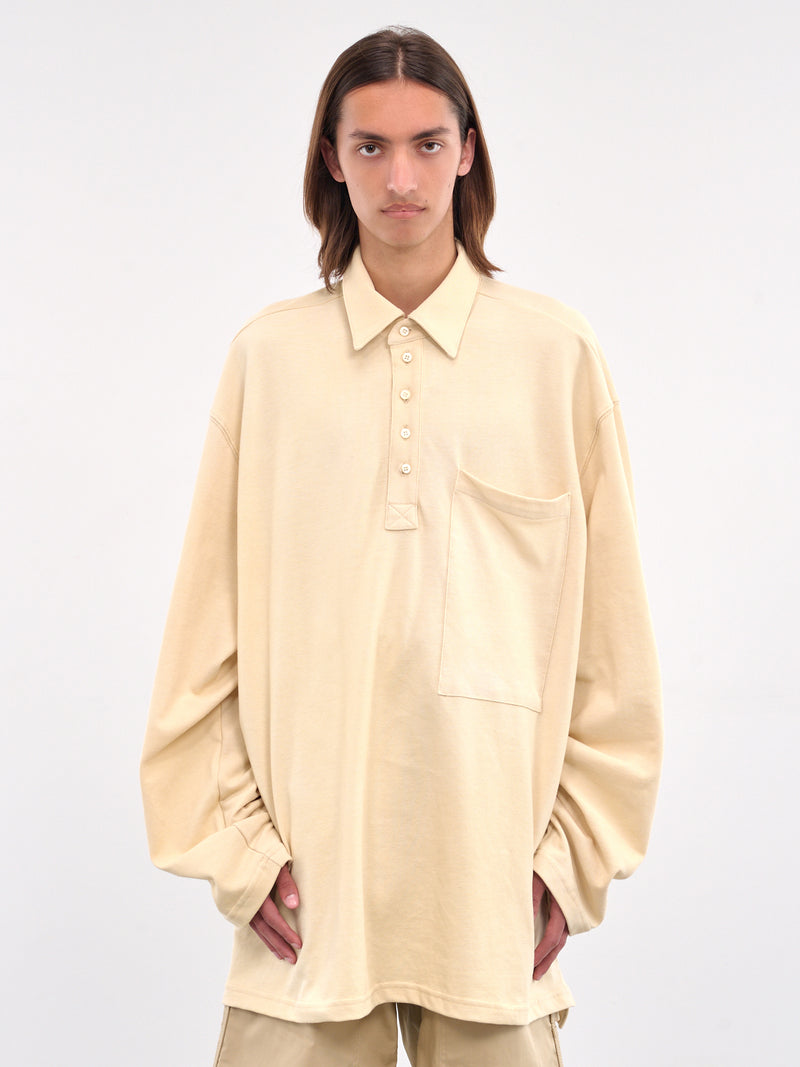Oversized Long Sleeve Polo Shirt (B1MS258093-250-KHAKI)