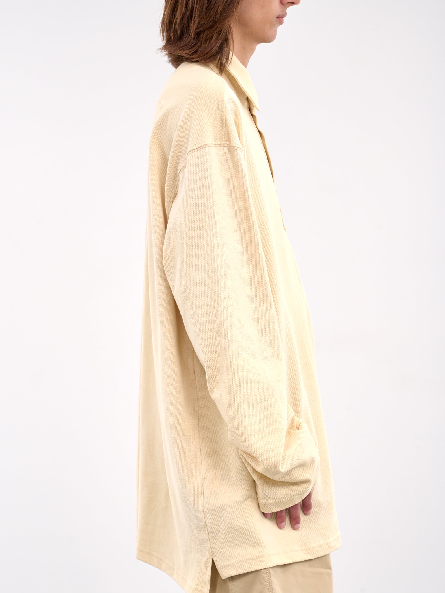 Oversized Long Sleeve Polo Shirt (B1MS258093-250-KHAKI)