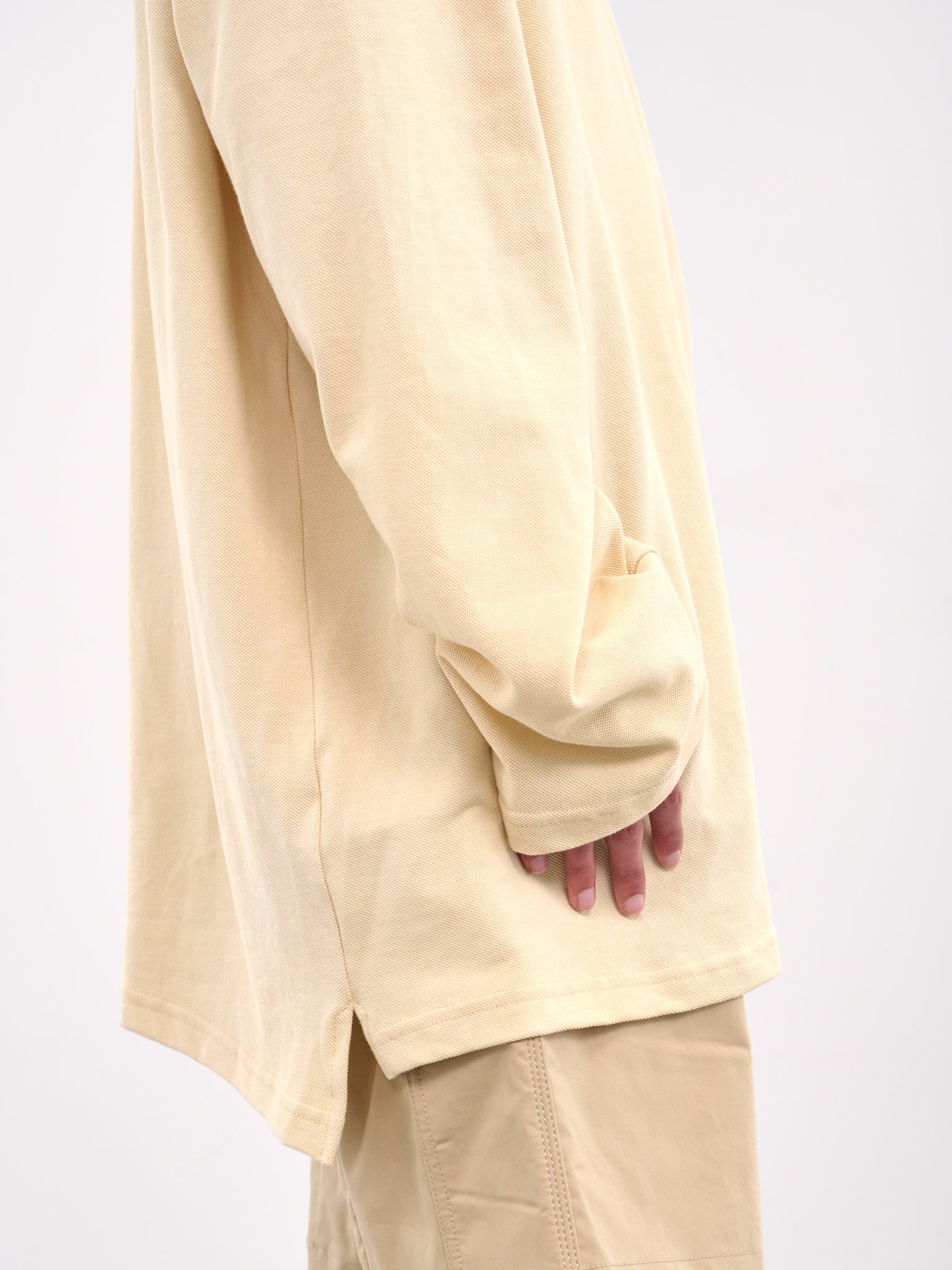 Oversized Long Sleeve Polo Shirt (B1MS258093-250-KHAKI)