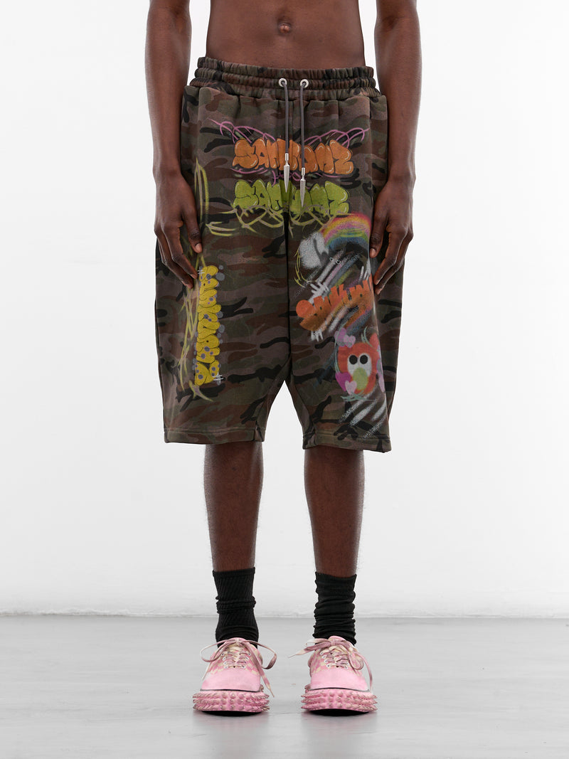 Camo Graffiti Drop Crotch Shorts (B26SSUSH0101-CAMO)
