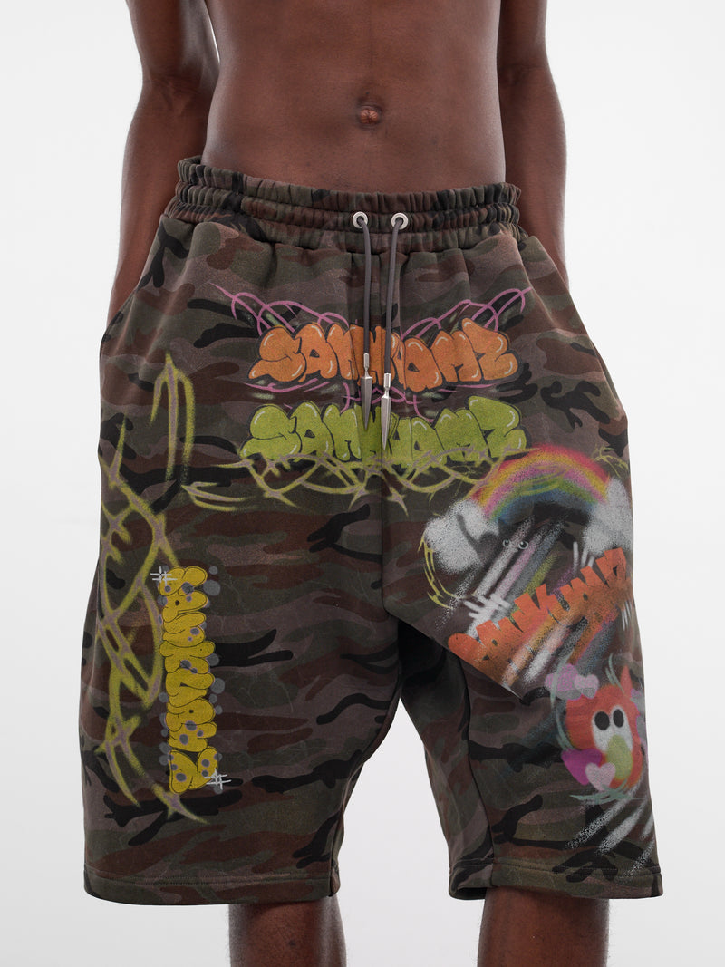 Camo Graffiti Drop Crotch Shorts (B26SSUSH0101-CAMO)