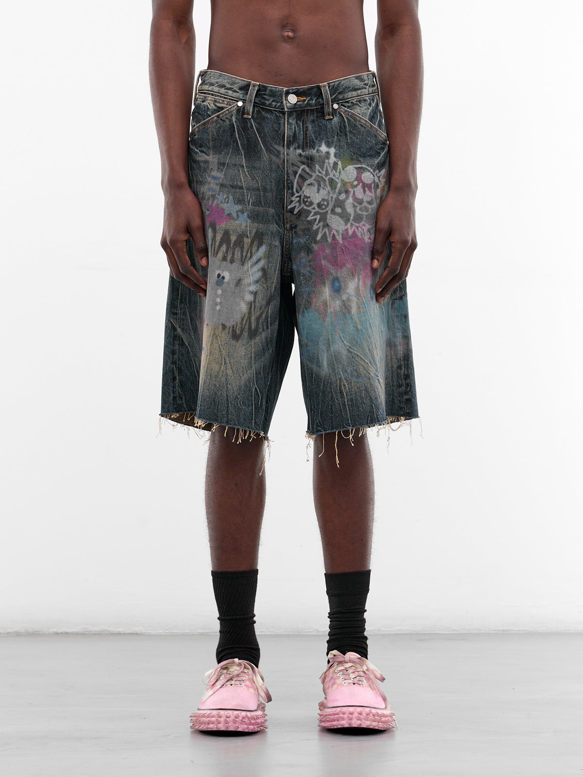 Blue Denim Graffiti Shorts (B26SSUSH0104-BLUE)