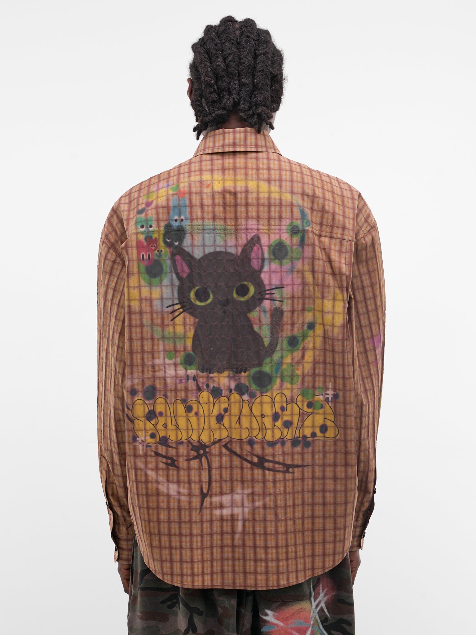 Brown Plaid Graffiti Shirt (B26SSUSL0101-BROWN)