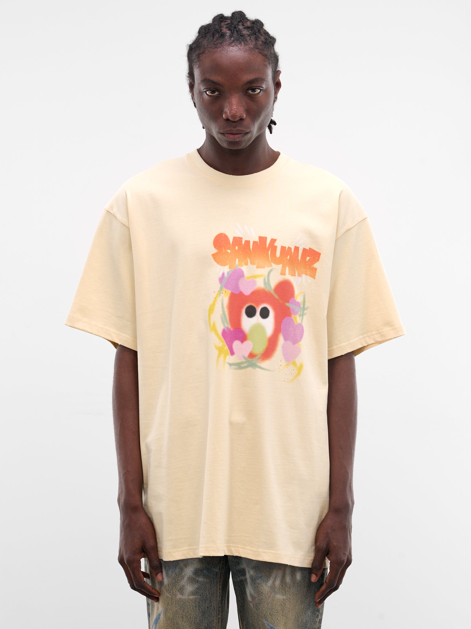 Light Orange Graffiti Oversized Tee (B26SSUTS0107-LIGHT-ORANGE)