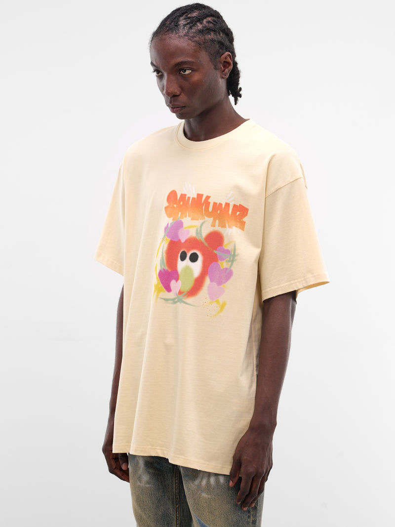 Light Orange Graffiti Oversized Tee (B26SSUTS0107-LIGHT-ORANGE)