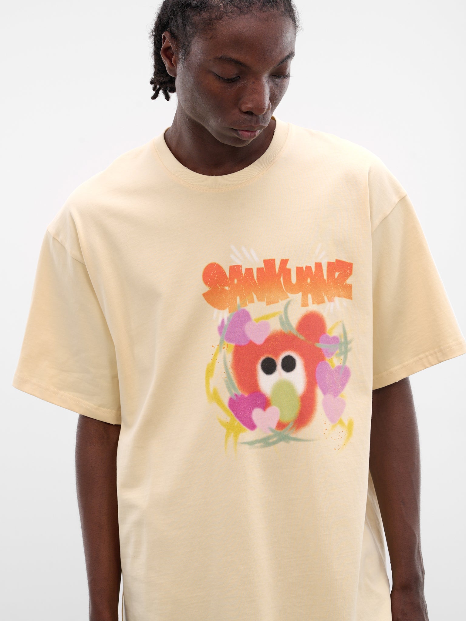Light Orange Graffiti Oversized Tee (B26SSUTS0107-LIGHT-ORANGE)