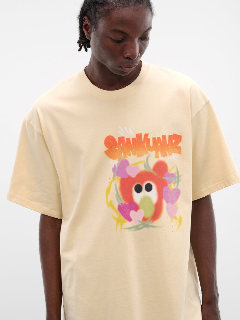 Light Orange Graffiti Oversized Tee (B26SSUTS0107-LIGHT-ORANGE)