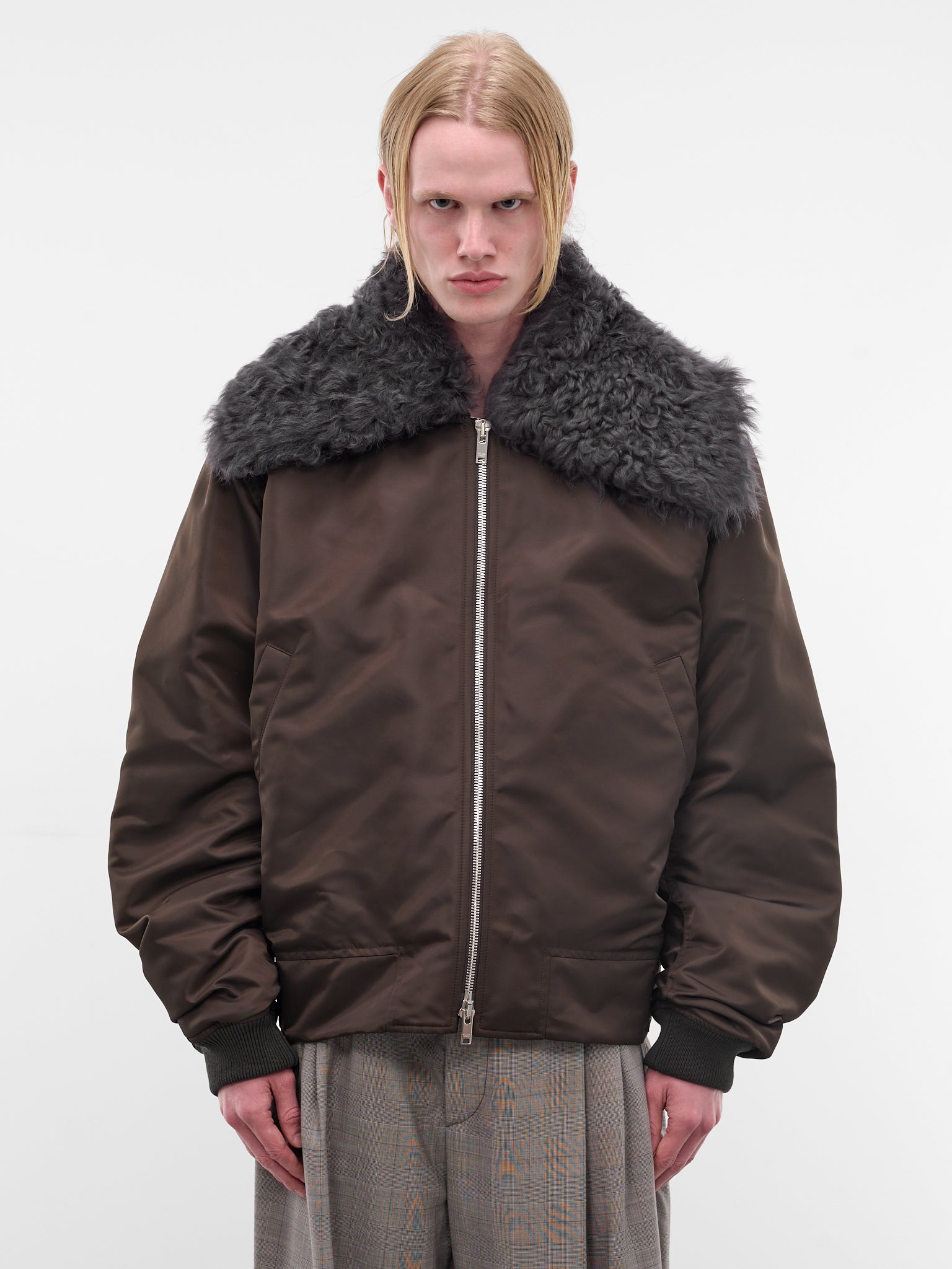 Chocolate Padded Nylon Bomber Jacket (852496V6C50-2081-CHOCOLATE)