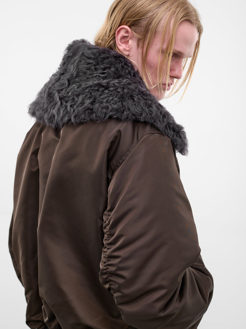 Chocolate Padded Nylon Bomber Jacket (852496V6C50-2081-CHOCOLATE)