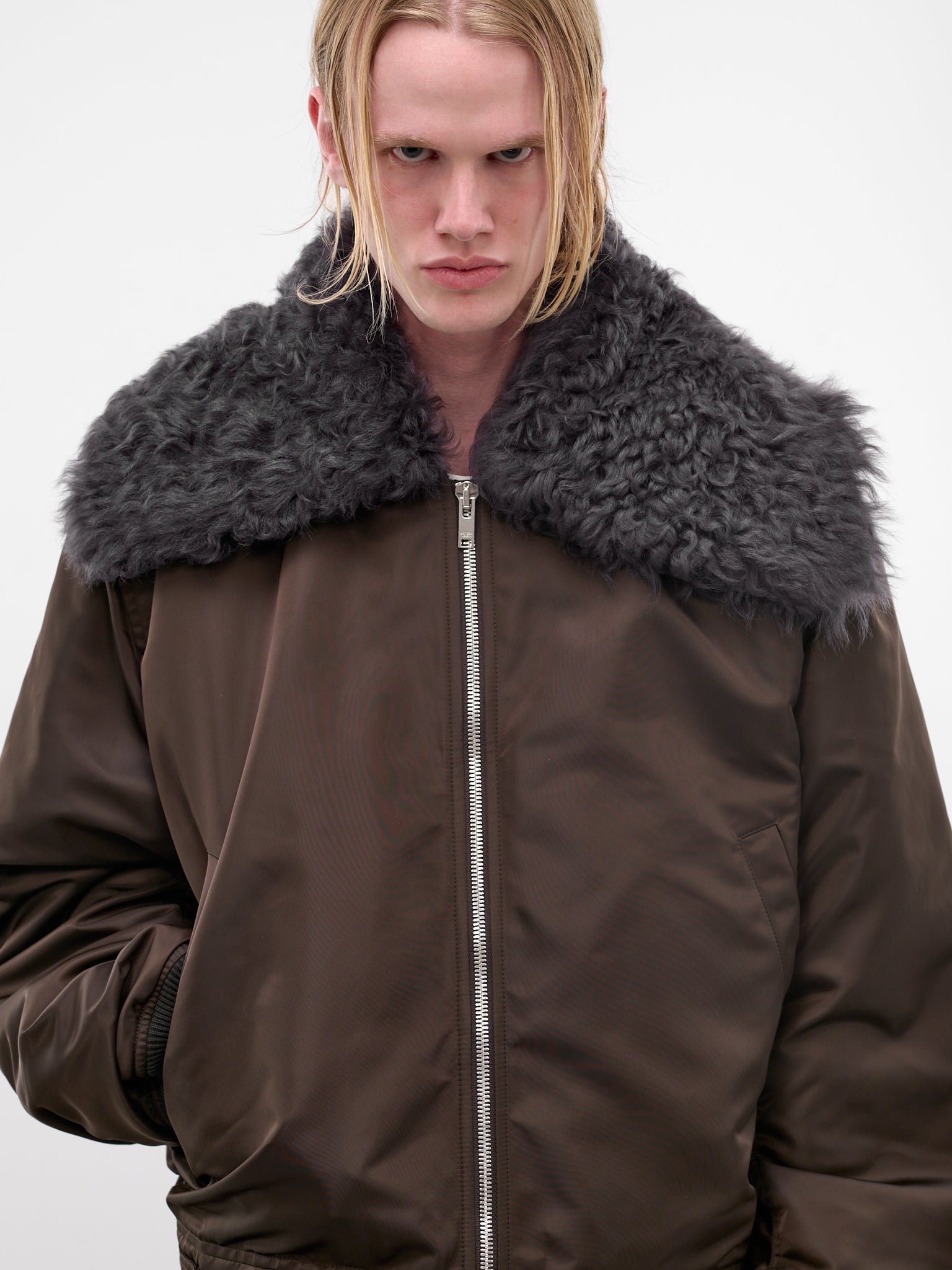 Chocolate Padded Nylon Bomber Jacket (852496V6C50-2081-CHOCOLATE)