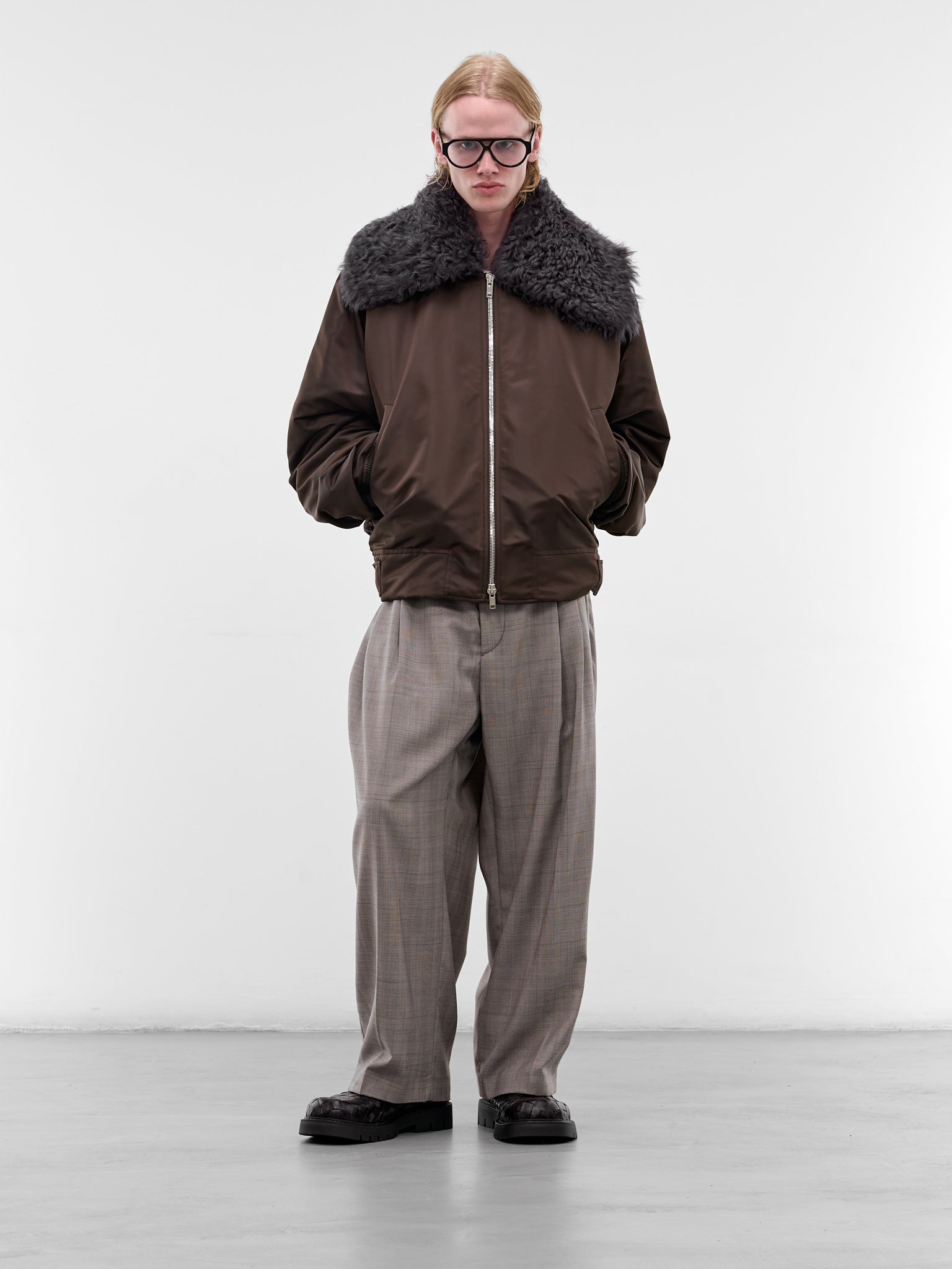 Chocolate Padded Nylon Bomber Jacket (852496V6C50-2081-CHOCOLATE)