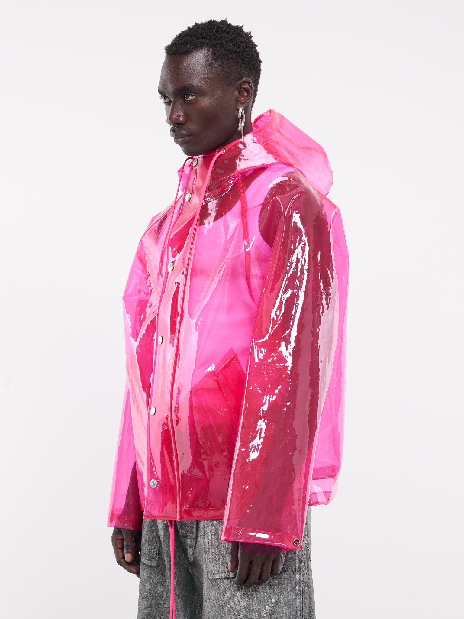 Transparent Hooded Jacket (B90746-BERRY-PINK)