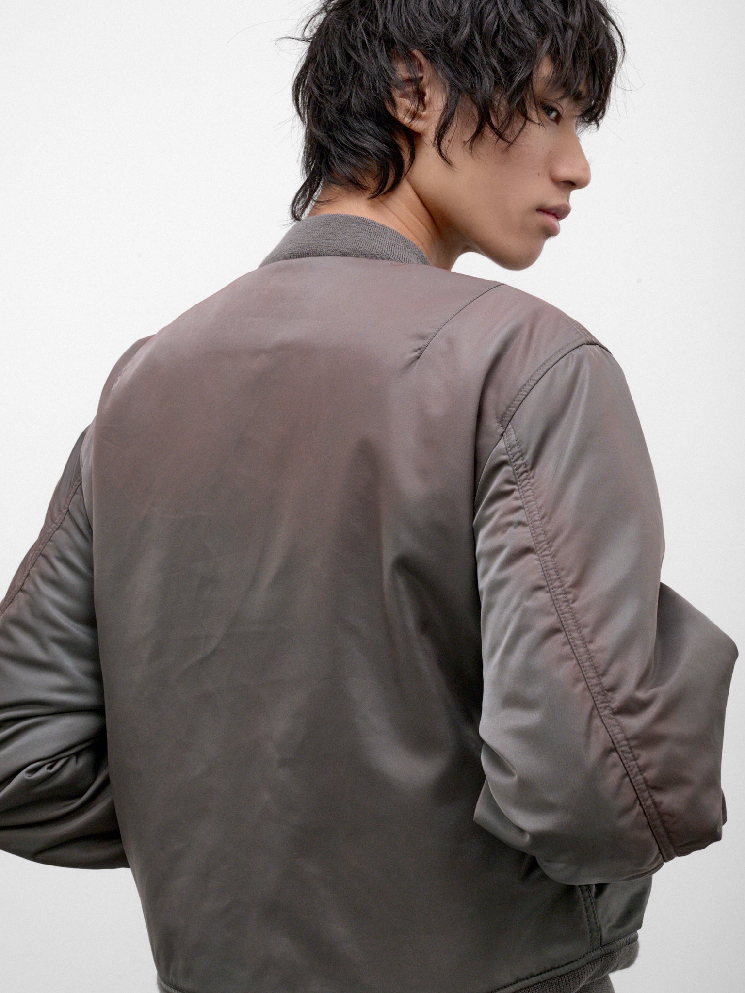 Gray Nylon Bomber Jacket (B90881-AA7050-STONE-GREY)