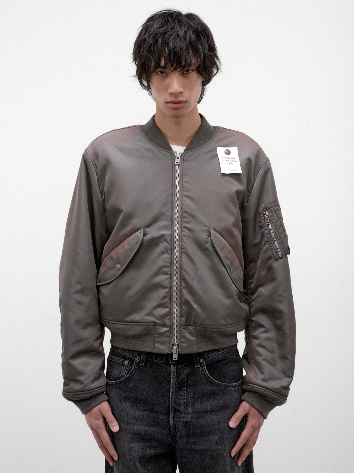 Gray Nylon Bomber Jacket (B90881-AA7050-STONE-GREY)