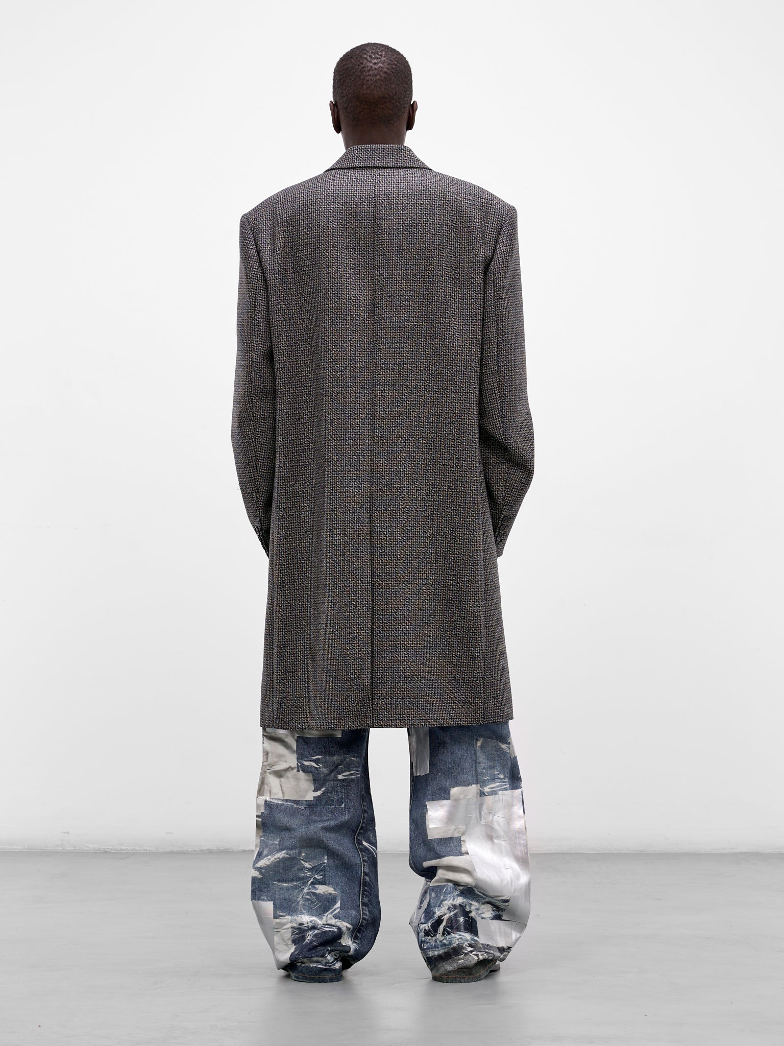 Wool Houndstooth Tailored Coat (B90884-J83048-BLACK-WHITE)