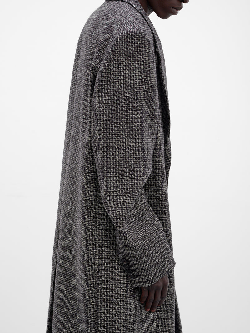 Wool Houndstooth Tailored Coat (B90884-J83048-BLACK-WHITE)