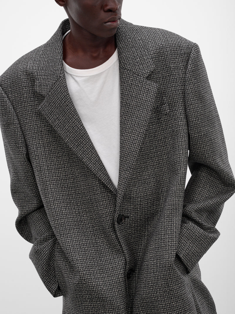 Wool Houndstooth Tailored Coat (B90884-J83048-BLACK-WHITE)